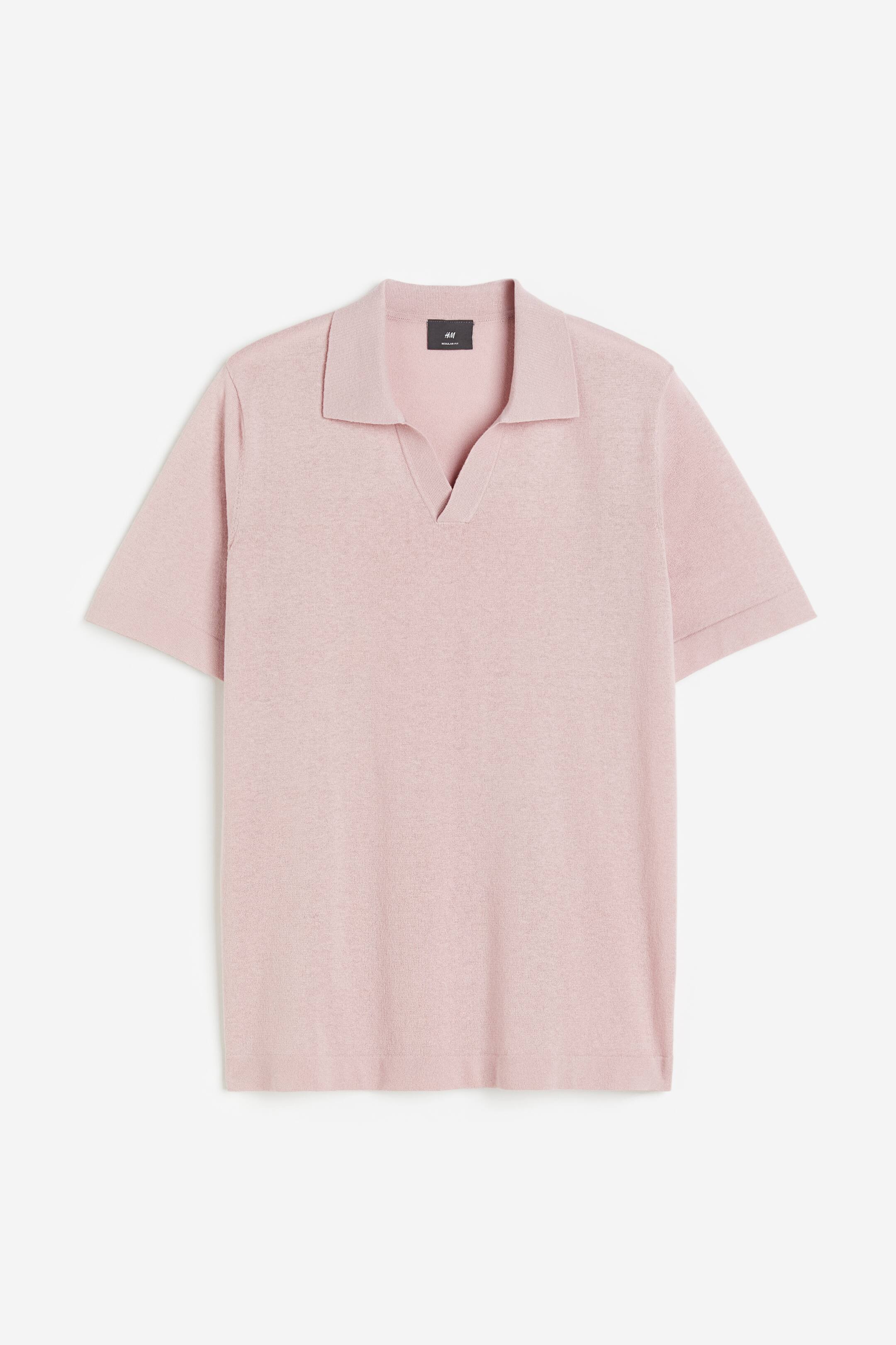Xem ảnh lớn hơn: Áo polo linen pha Regular Fit - Màu hồng - Men | H&M VN 1