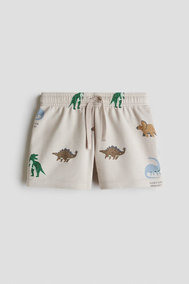 Cotton Sweatshorts - Light beige/dinosaurs/Light turquoise/Blue/soccer balls/Dark turquoise/striped/White/palm trees/Brown/striped - 1