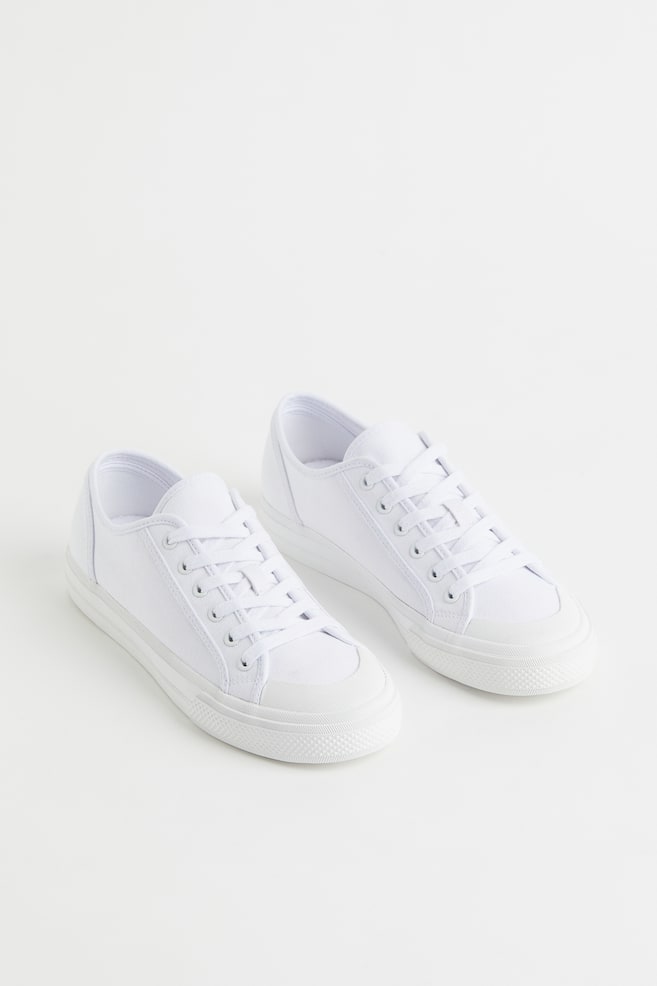 Sneakers en toile - Blanc/Noir/motif zébré/Beige clair/motif - 2