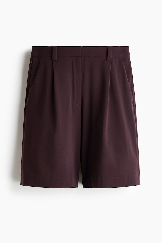 Wrinkle-Resistant Relaxed-Fit Bermuda Shorts - Dark brown/Cream - 1