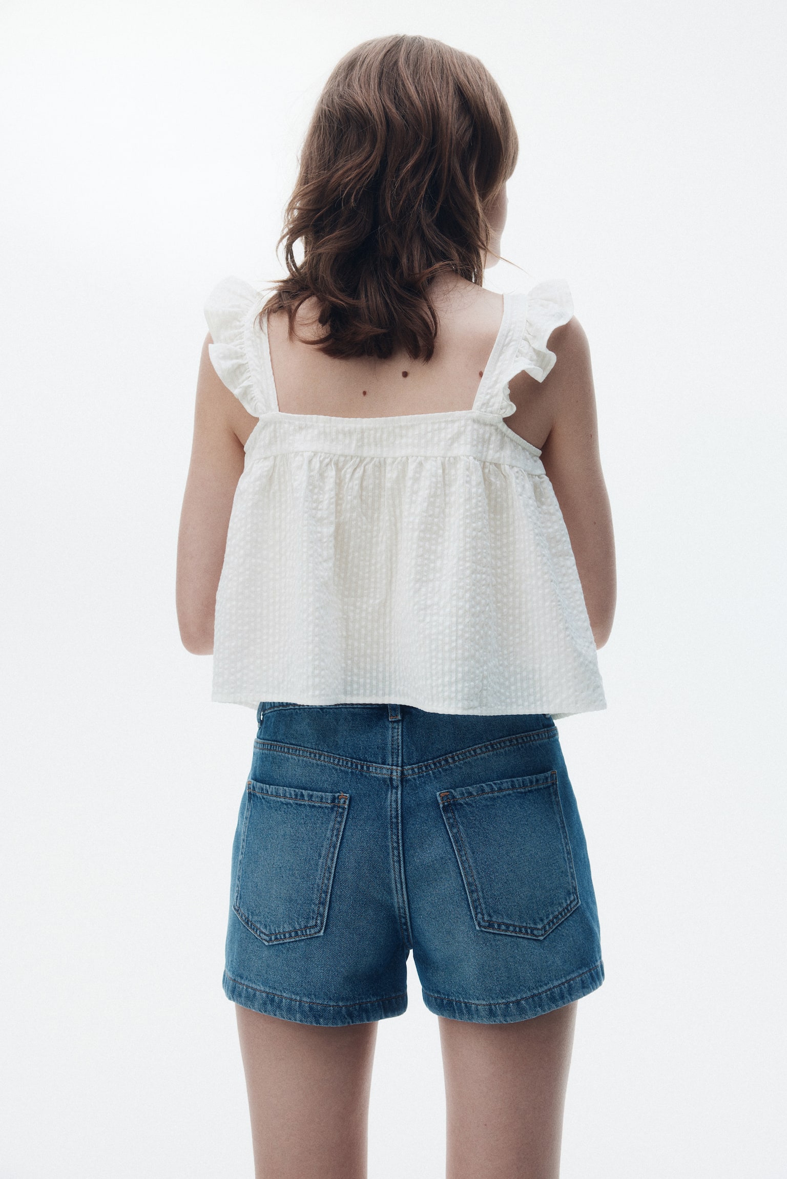 Top en seersucker de algodón - Blanco/Beige claro/Franjas/Azul claro/Cuadros - 6