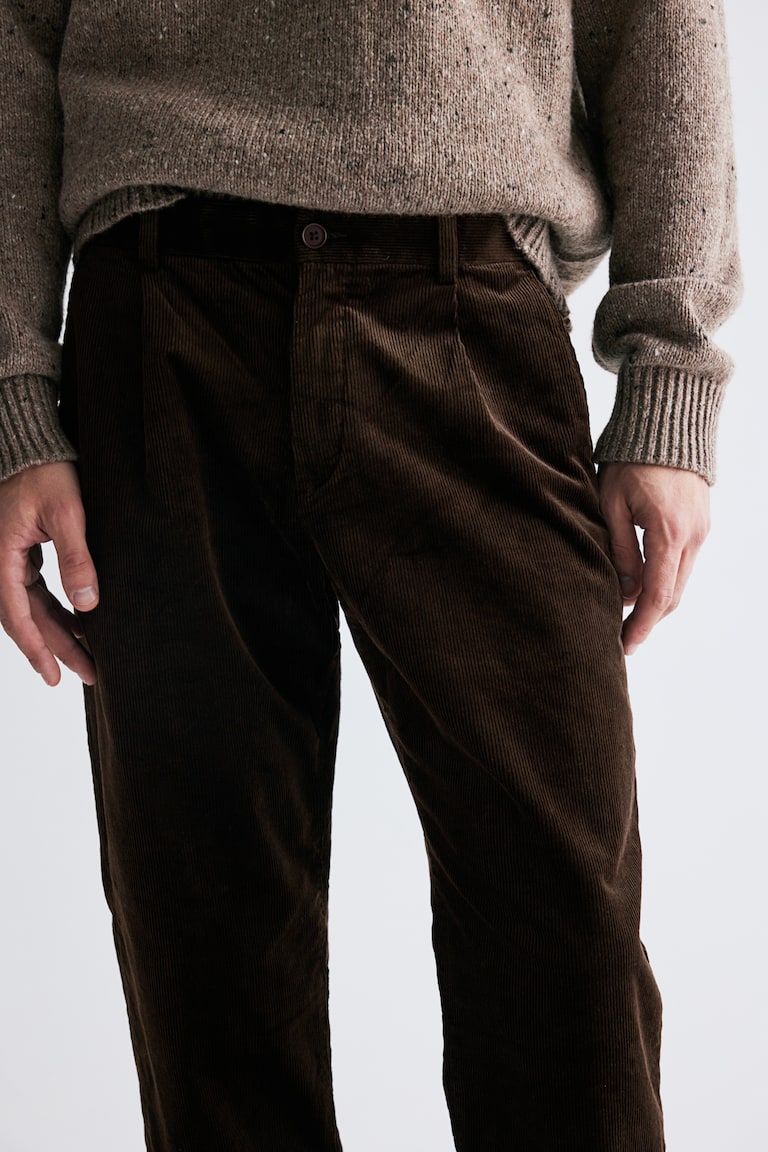 Dark Brown Corduroy H And M Corduroy Trousers Regular Fit Corduroy