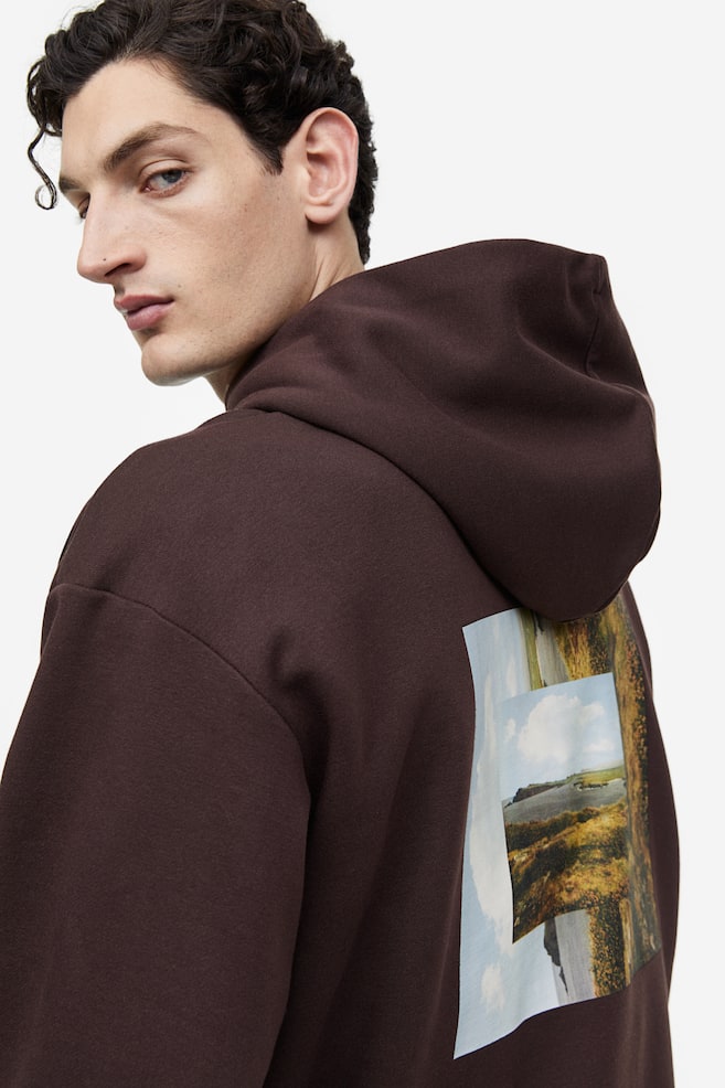 Relaxed Fit Printed hoodie - Brown/Landscape/Apricot/Orchids/Light pink/Cream/Clouds - 6