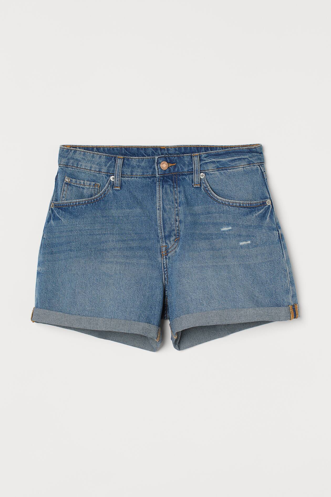 Boyfriend High Waist Shorts - High waist - Short - Denim blue - Ladies ...