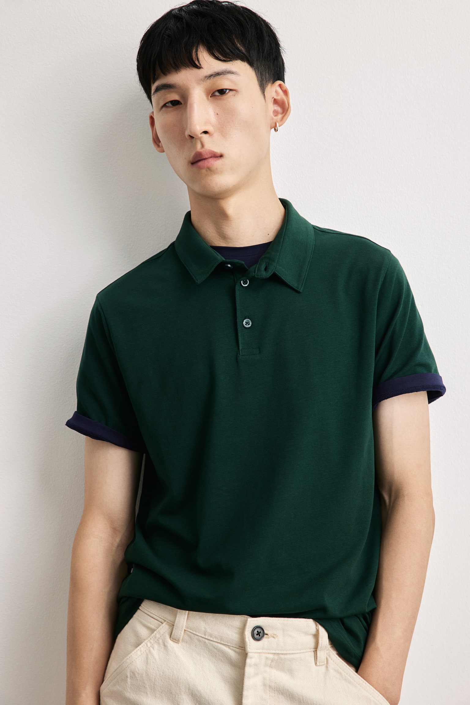 Slim Fit Polo shirt - Forest green/Navy blue/Black/Dark khaki green/Yellow/White/Dark brown/Light pink/Light beige - 1