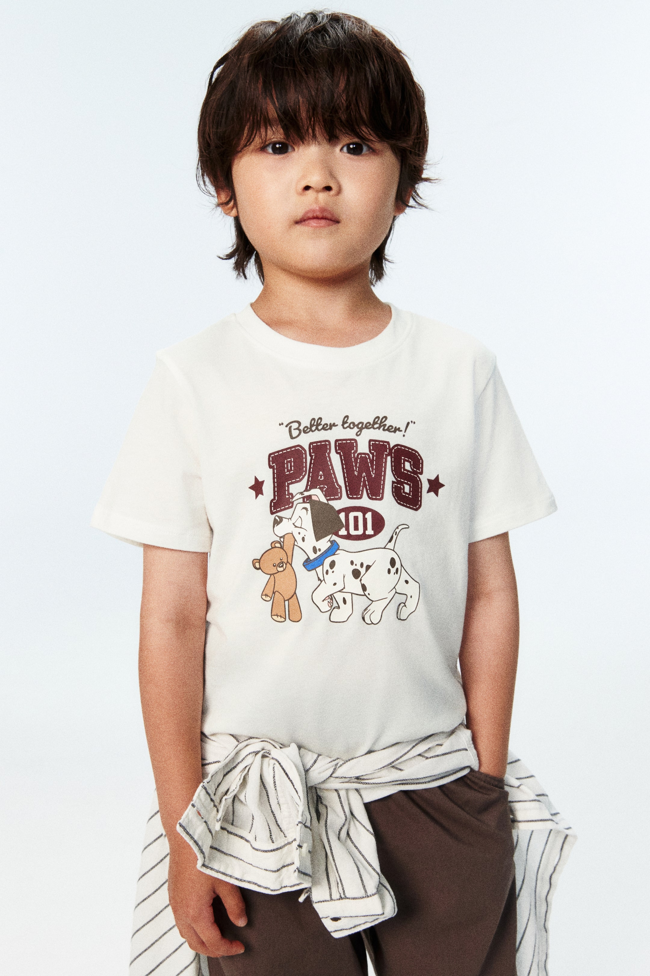 View larger image: Cotton T-Shirt with Printed Motif - Ivory/101 Dalmatians - Kids | H&M PH 1