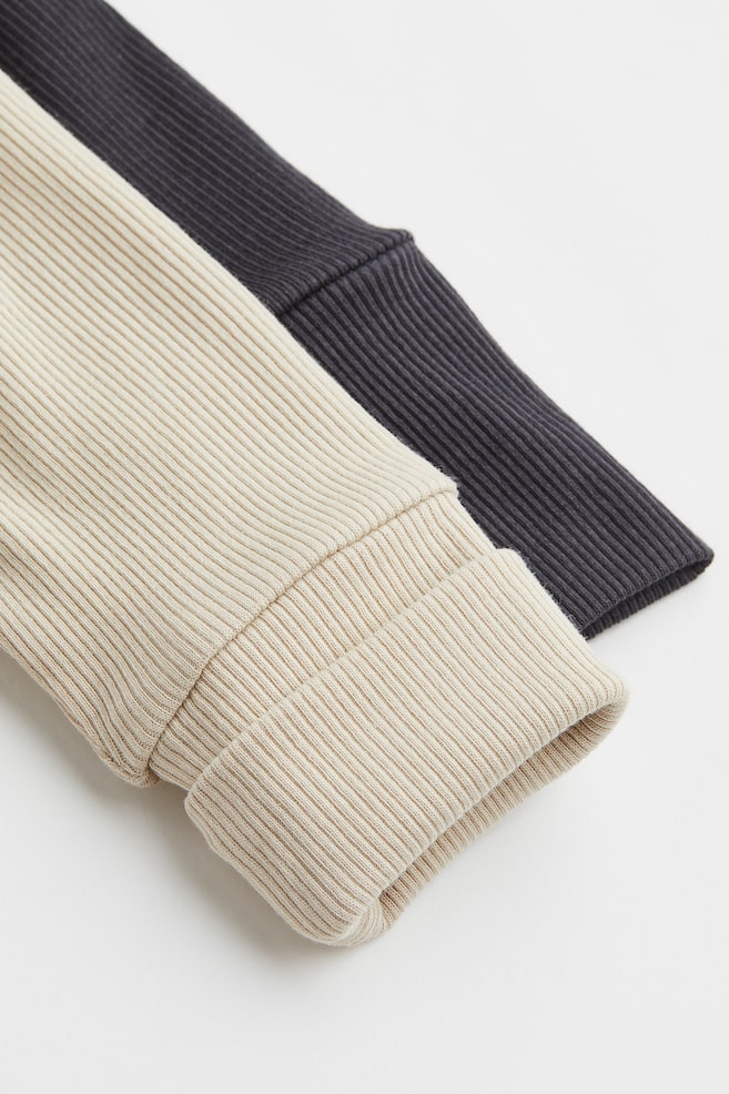2-pack adjustable-fit long-sleeved bodysuits - Light beige/Black/Blue/Dark blue/Grey marl/White/Light grey marl/Striped - 3
