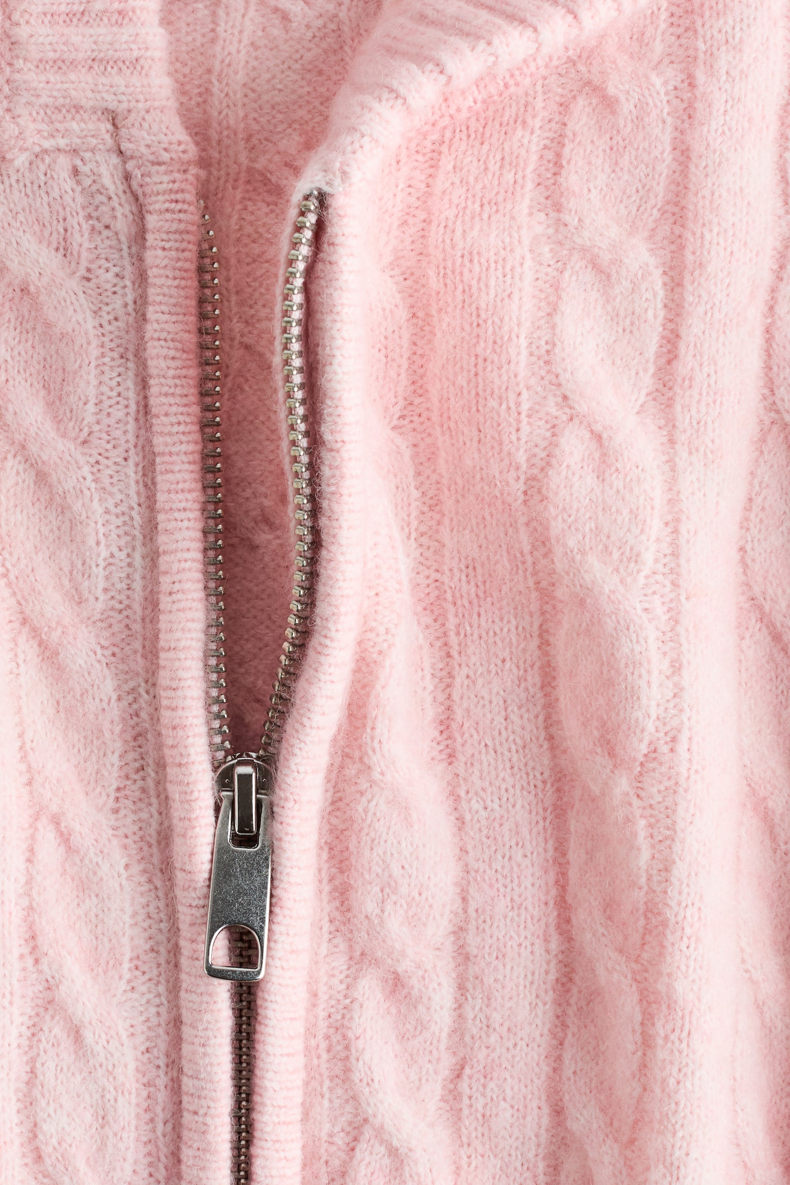 Cable-knit zip-through cardigan - Pink/Navy blue/Grey marl/Cream - 3