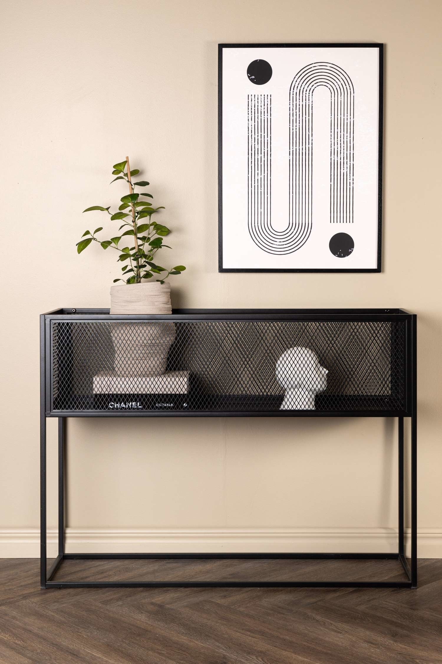 Netz Shelf - Steel, Black/Steel, Beige