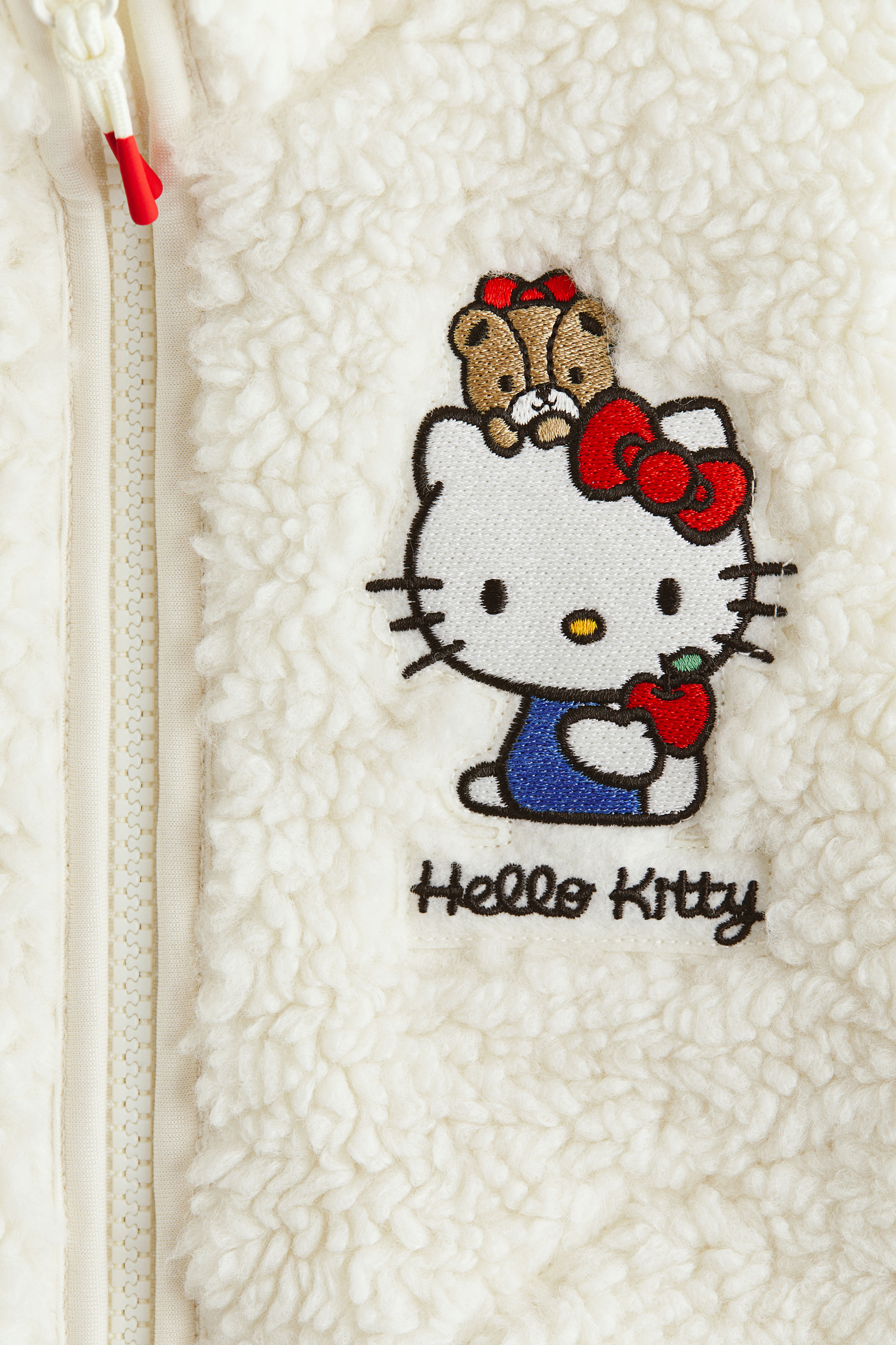 Motif-Detail Teddy Fleece Vest