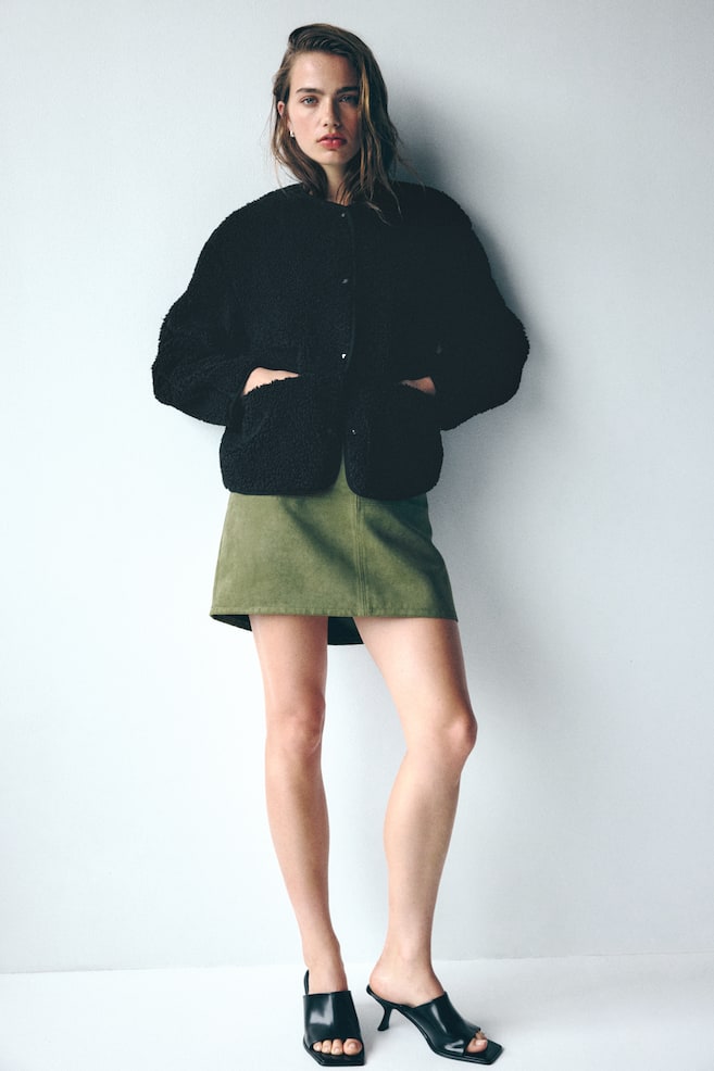 Teddy Fleece Jacket - Black/Light beige - 4