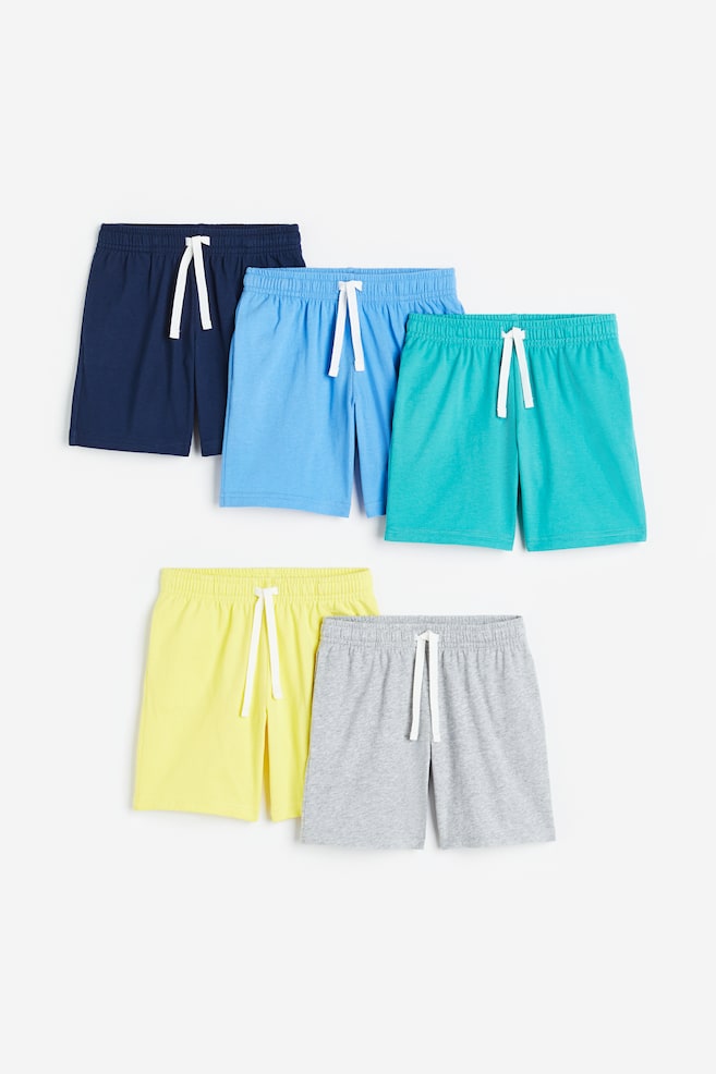 5-pack cotton jersey shorts - Yellow/Turquoise/Turquoise/Dark khaki green