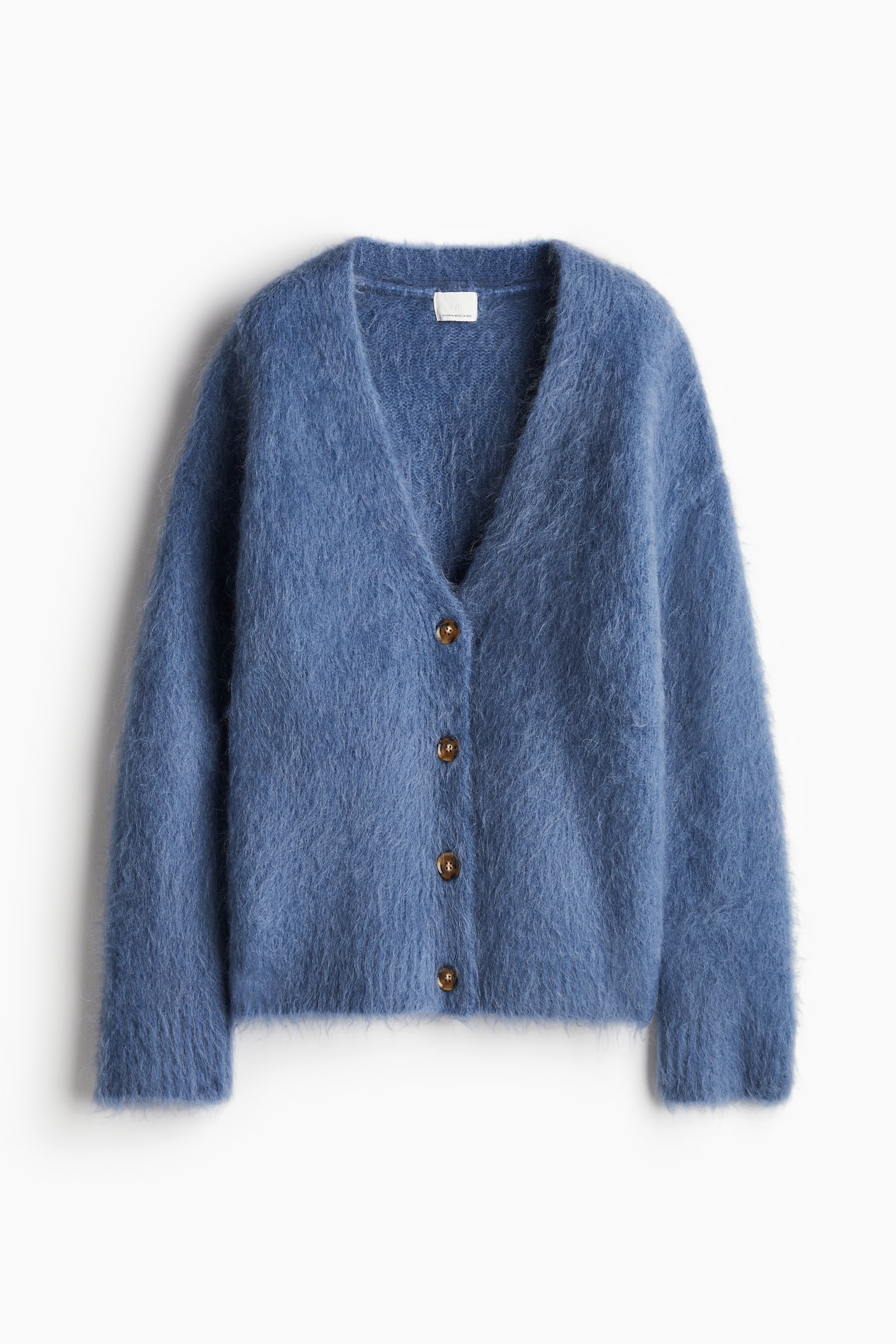 Mohair-blend cardigan - Dusty blue/Light grey - 2