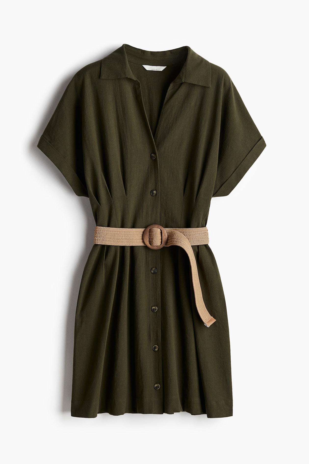 Women's Dark khaki green Shirt Dress with Belt | H&M US