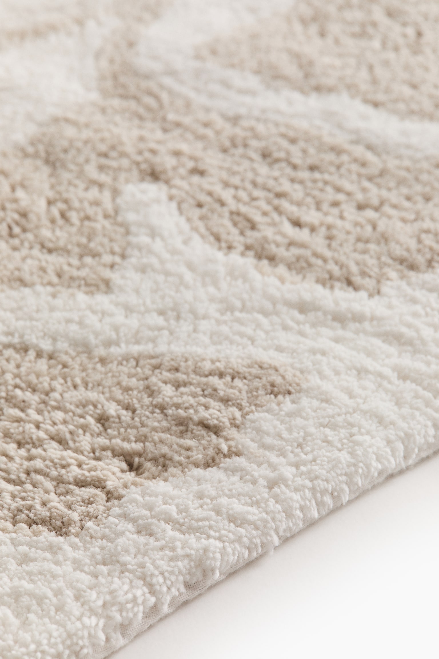 Tufted cotton bath mat - Light beige/White/Khaki green/White - 2