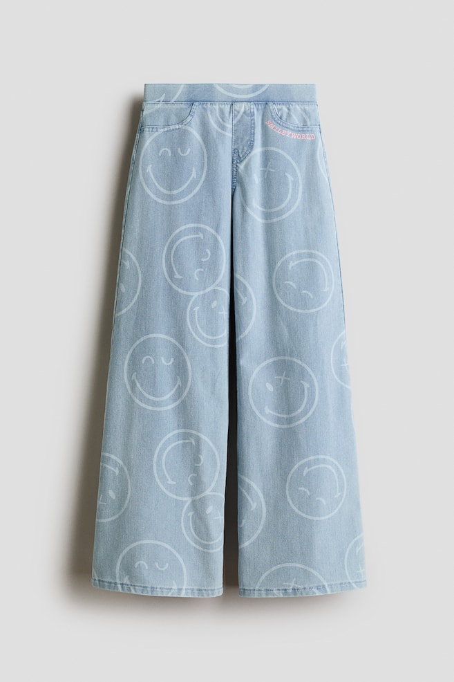 Denim-look wide trousers - Light denim blue/SmileyWorld® - 1