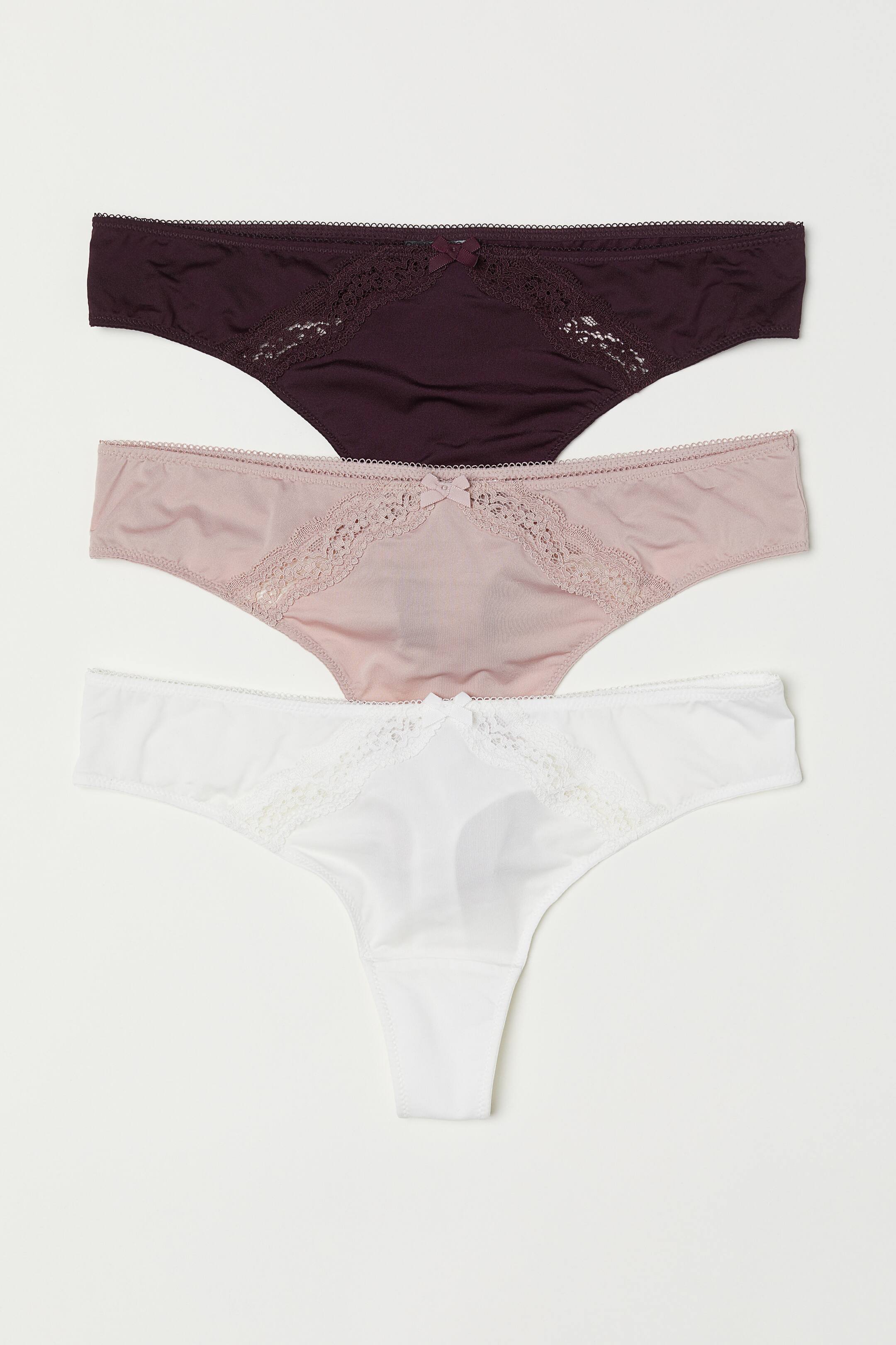Agrandir l'image: Culottes Thong, lot de 3 - Rose poudré - FEMME | H&M FR 1