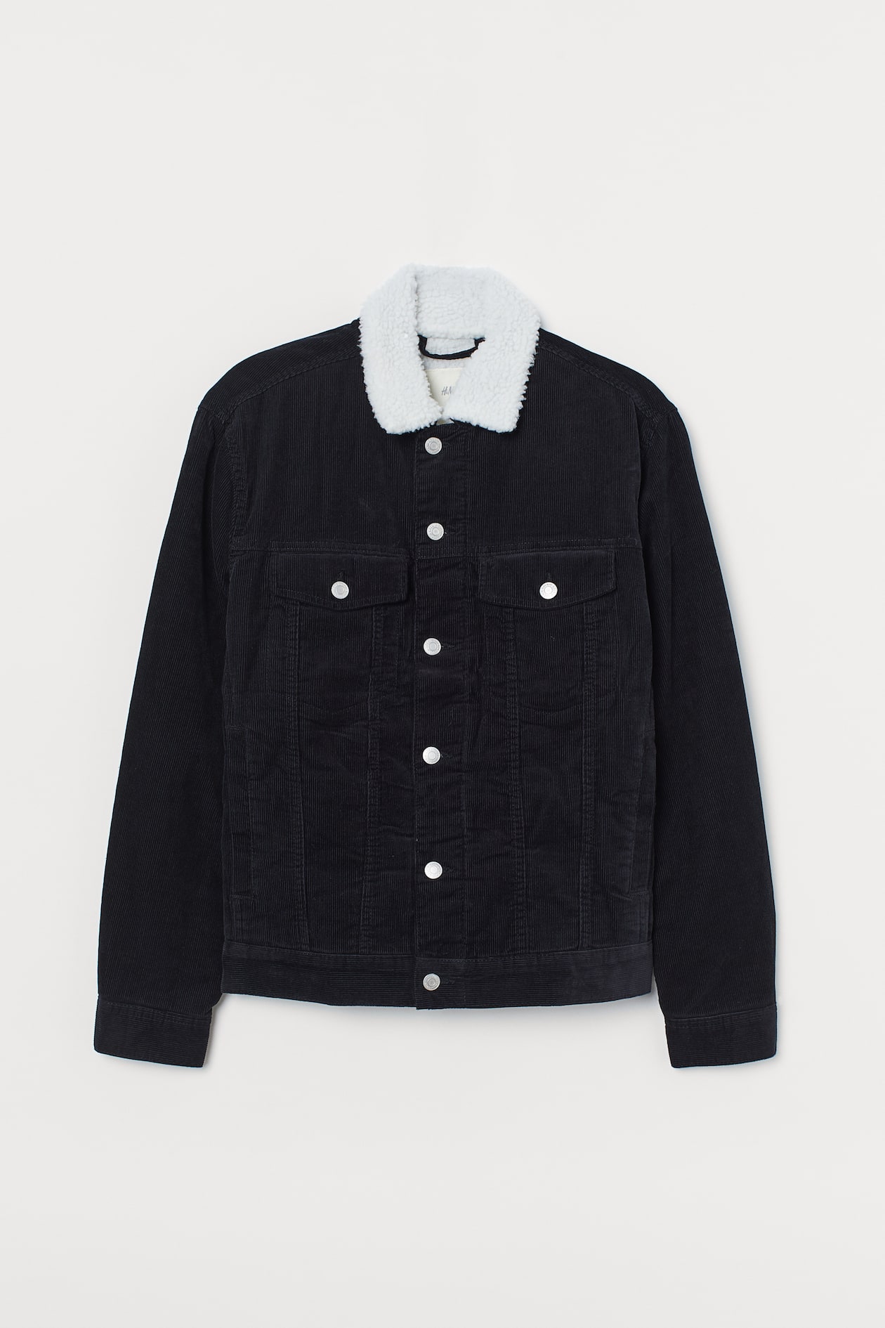 Lined Corduroy Jacket - Long sleeve - Short - Navy blue - Men | H&M US