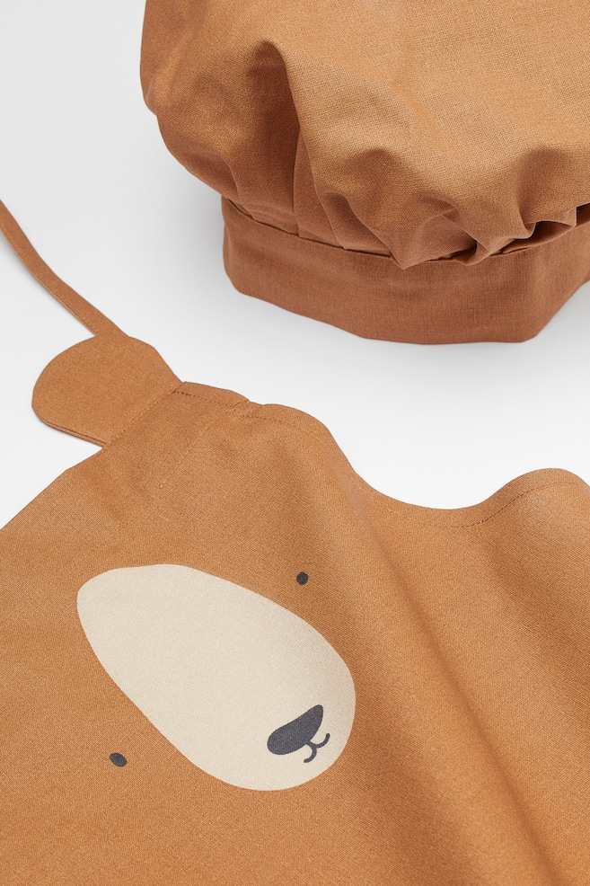 Children’s apron and chef’s hat - Brown/Bear - 2