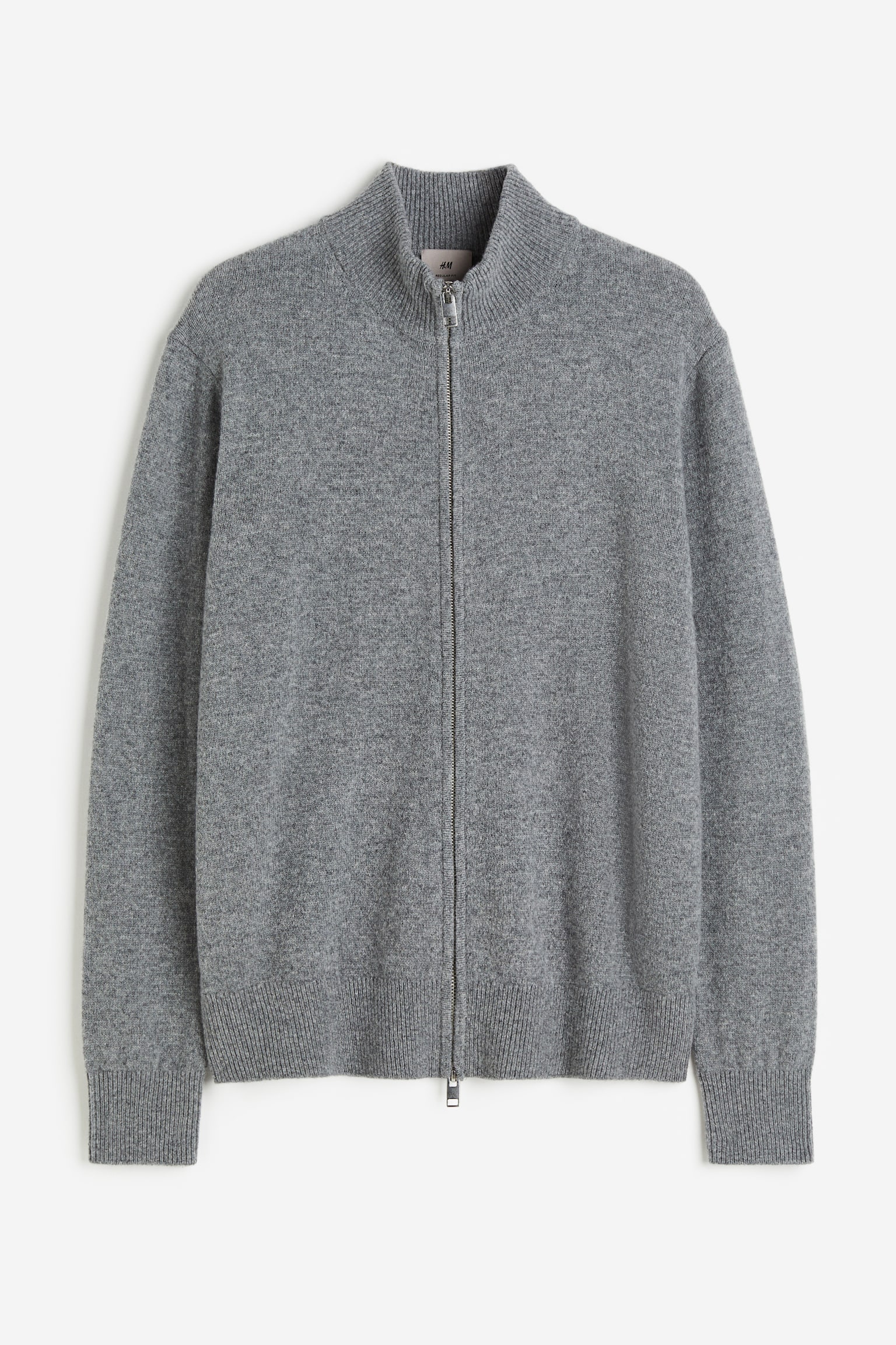 Regular Fit Wool Zip Up Cardigan - Grey marle - 1