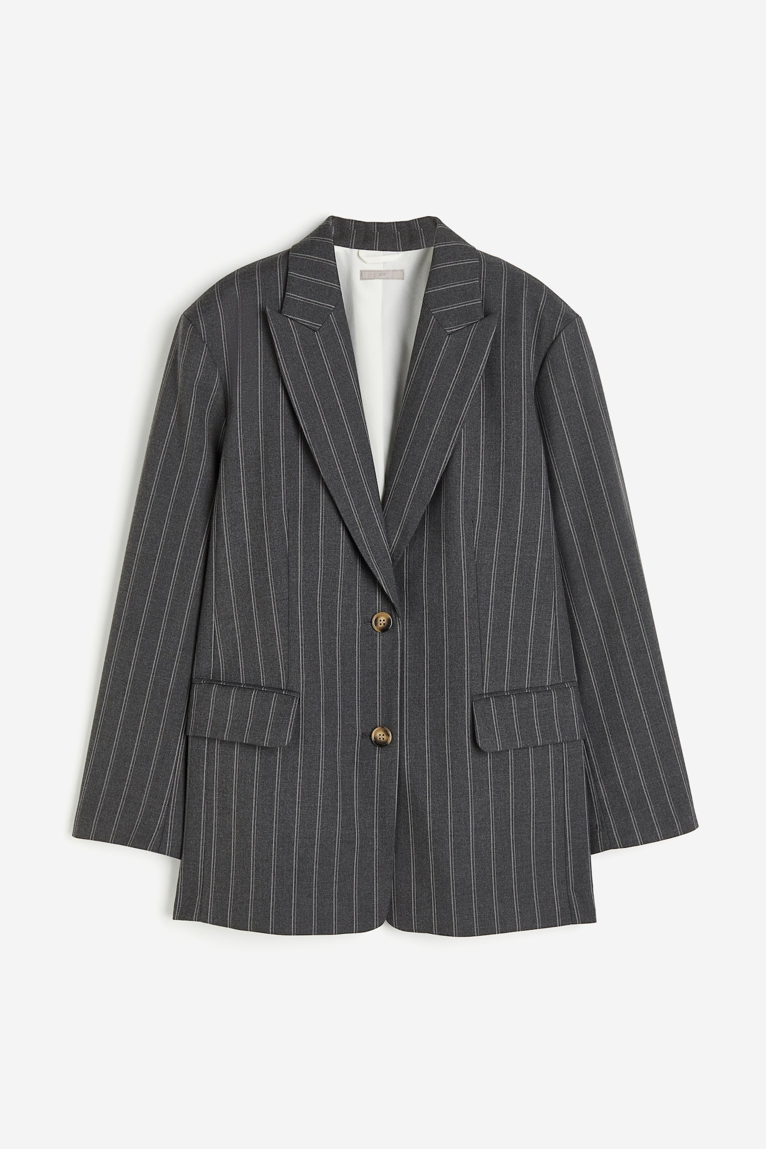 Oversized Twill Blazer - Dark grey/Pinstripe - 2