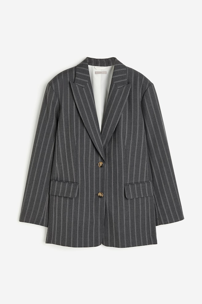 Oversized twill blazer - Dark grey/Pinstriped - 2