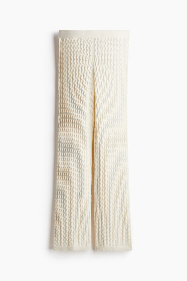 Pantalon en maille torsadée de cachemire mélangé - Crème - 1