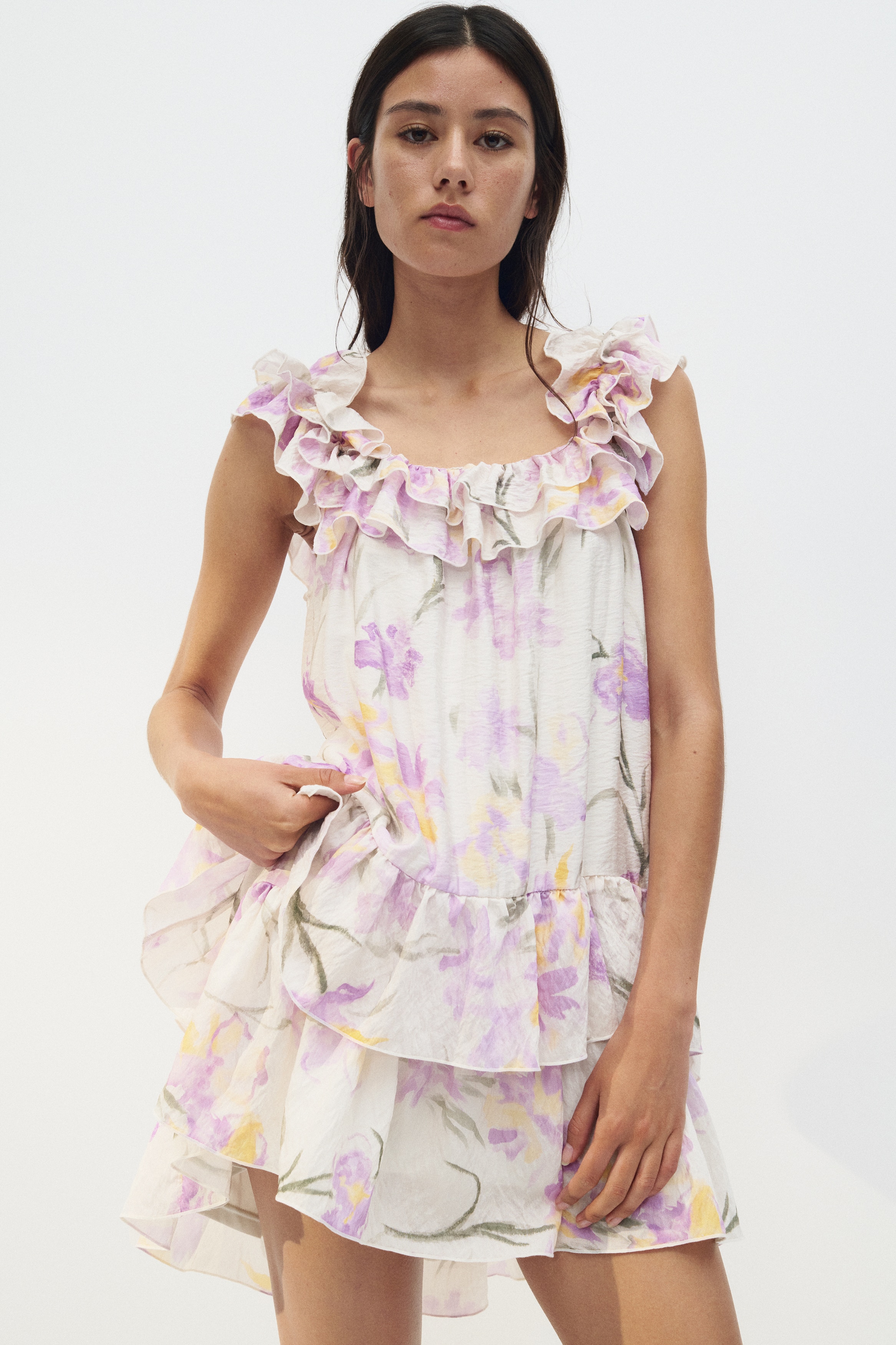 Frill-trimmed dress