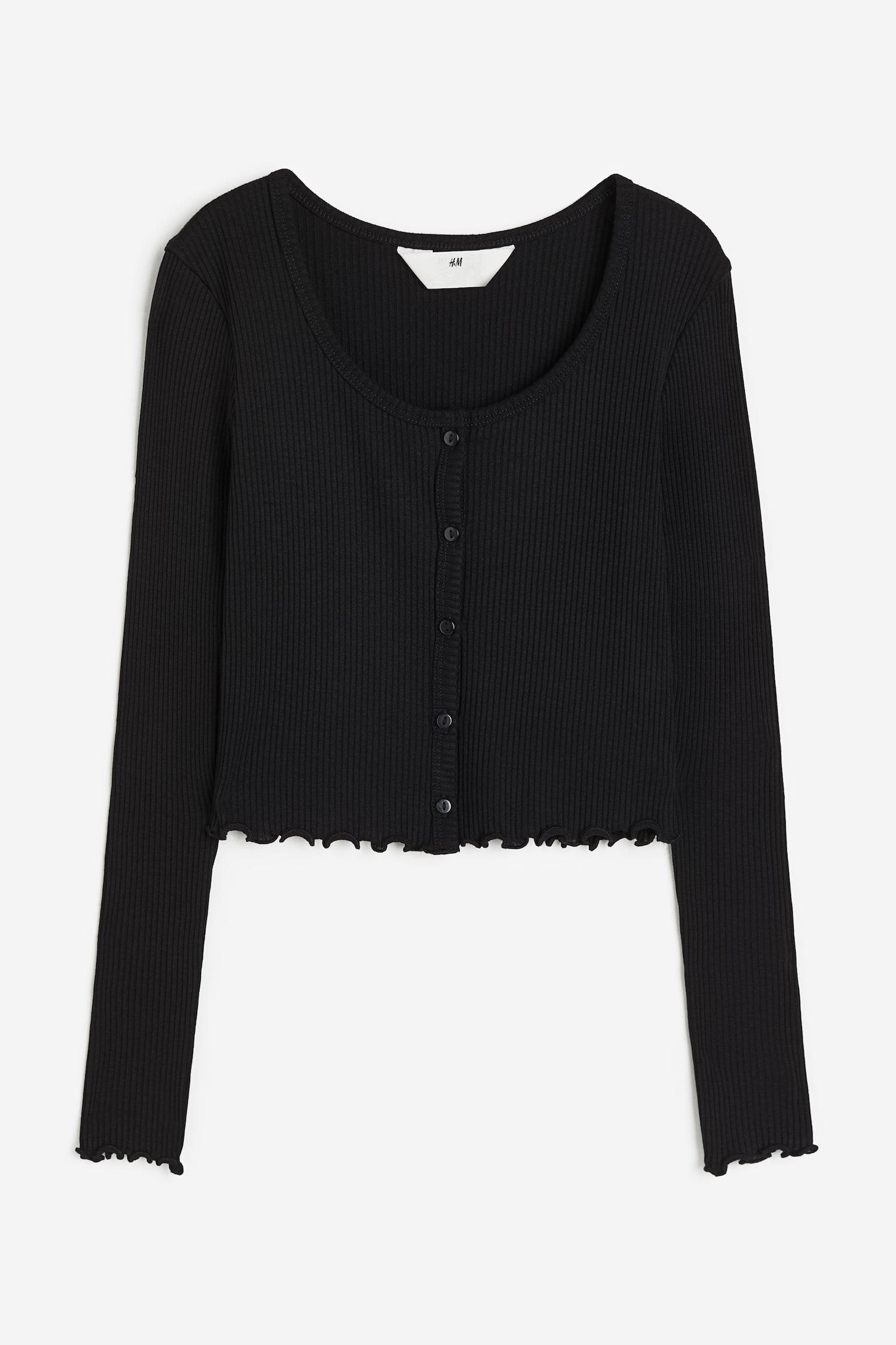 Rib Jersey Cardigan - Black - 1