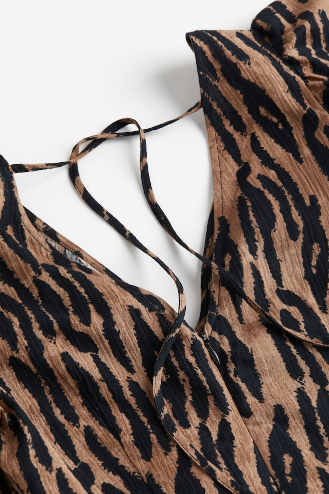 Pallohihainen mekko - Vaaleanruskea/Leopardipainatus/Musta - 6