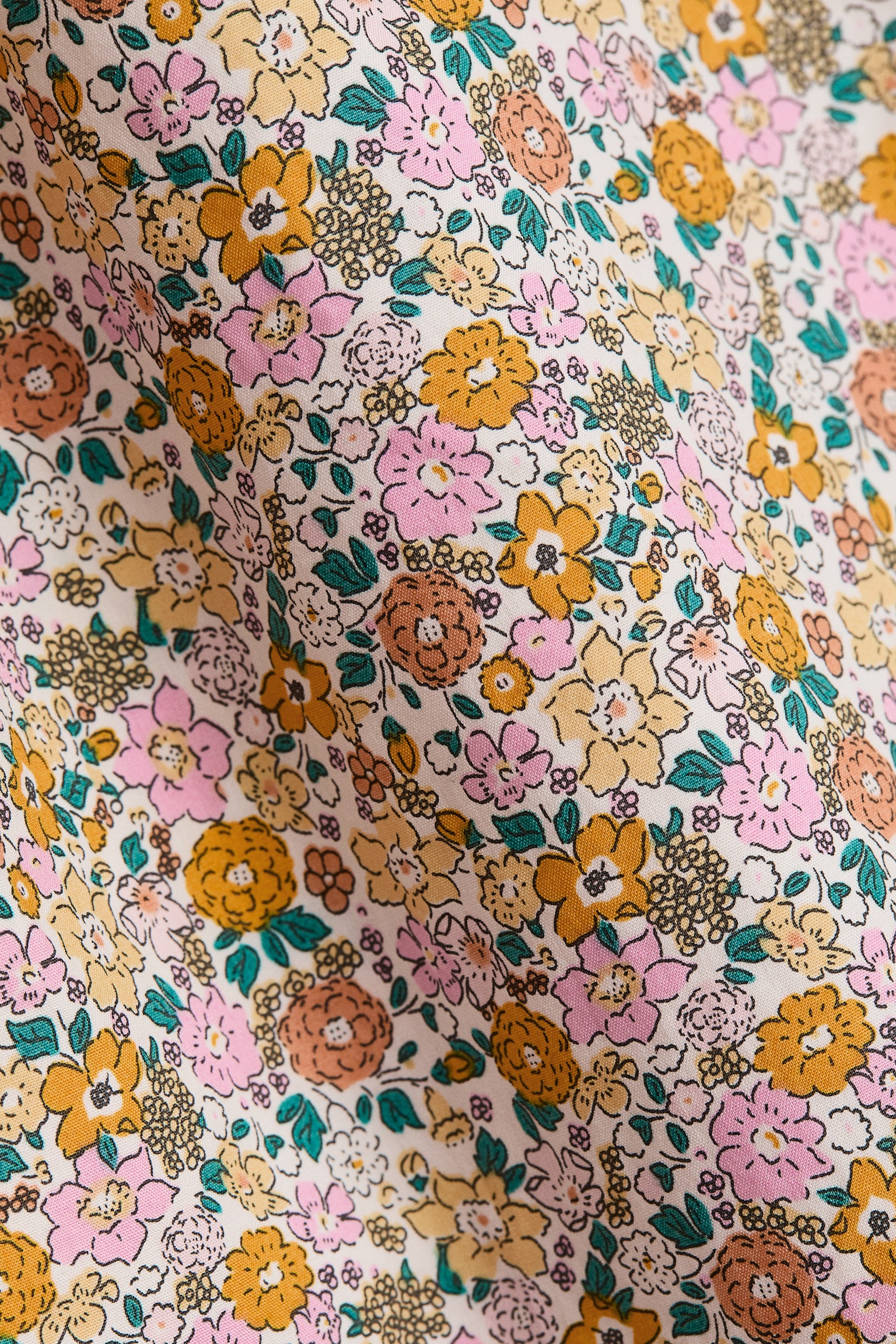 Bedrucktes Baumwollkleid - Gelb/Geblümt/Blau/Geblümt - 3