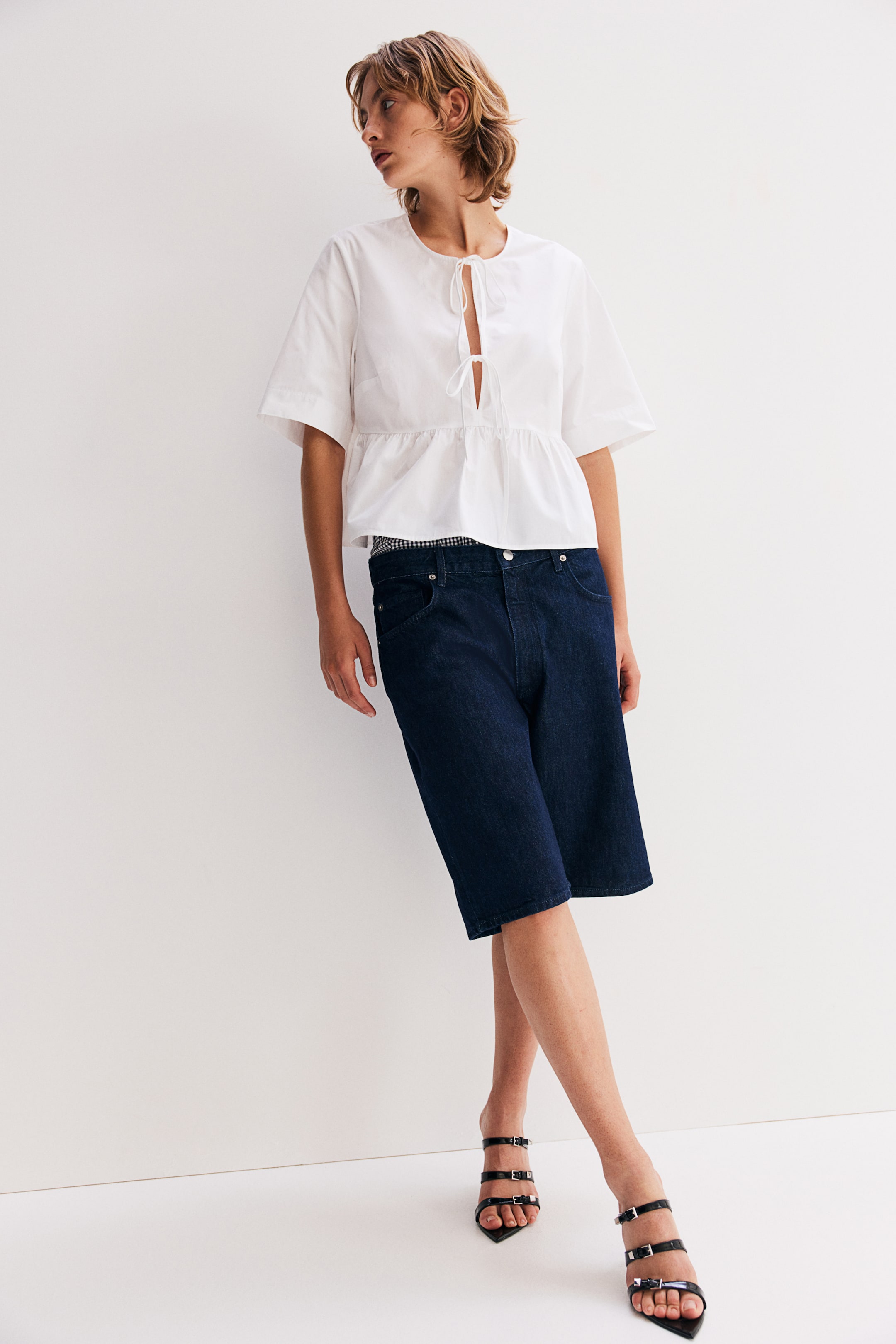 Tie-front Poplin Blouse