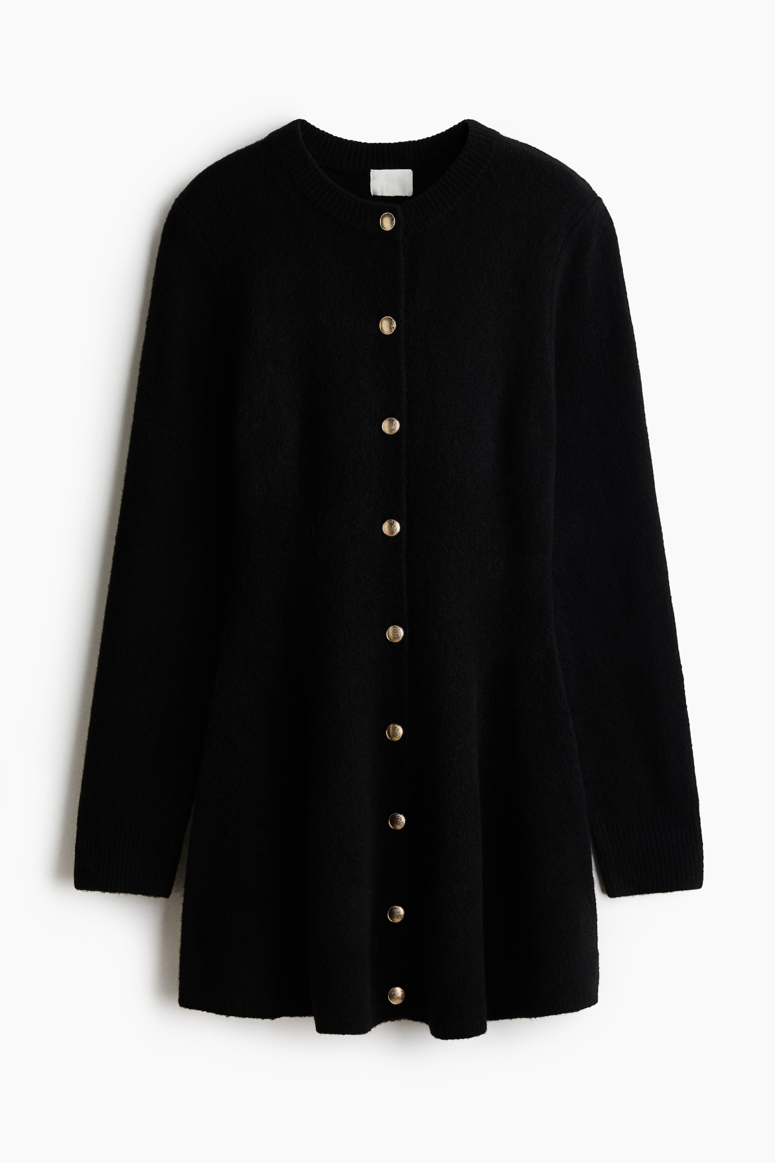 Женское платье H&M Knit Button-Front, цвет: Чёрный — фото 1