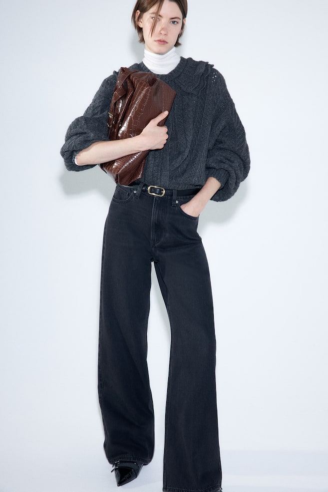 Collared cable-knit cardigan - Dark grey - 2