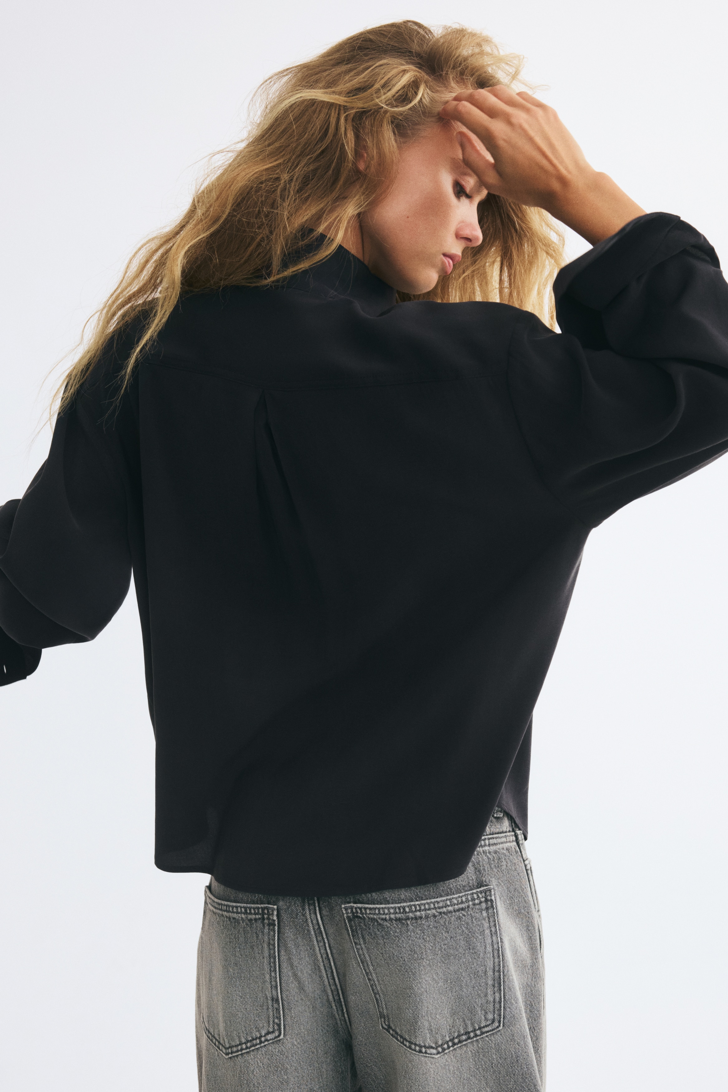 Oversized Shirt with Stand-Up Collar thumbnail 5