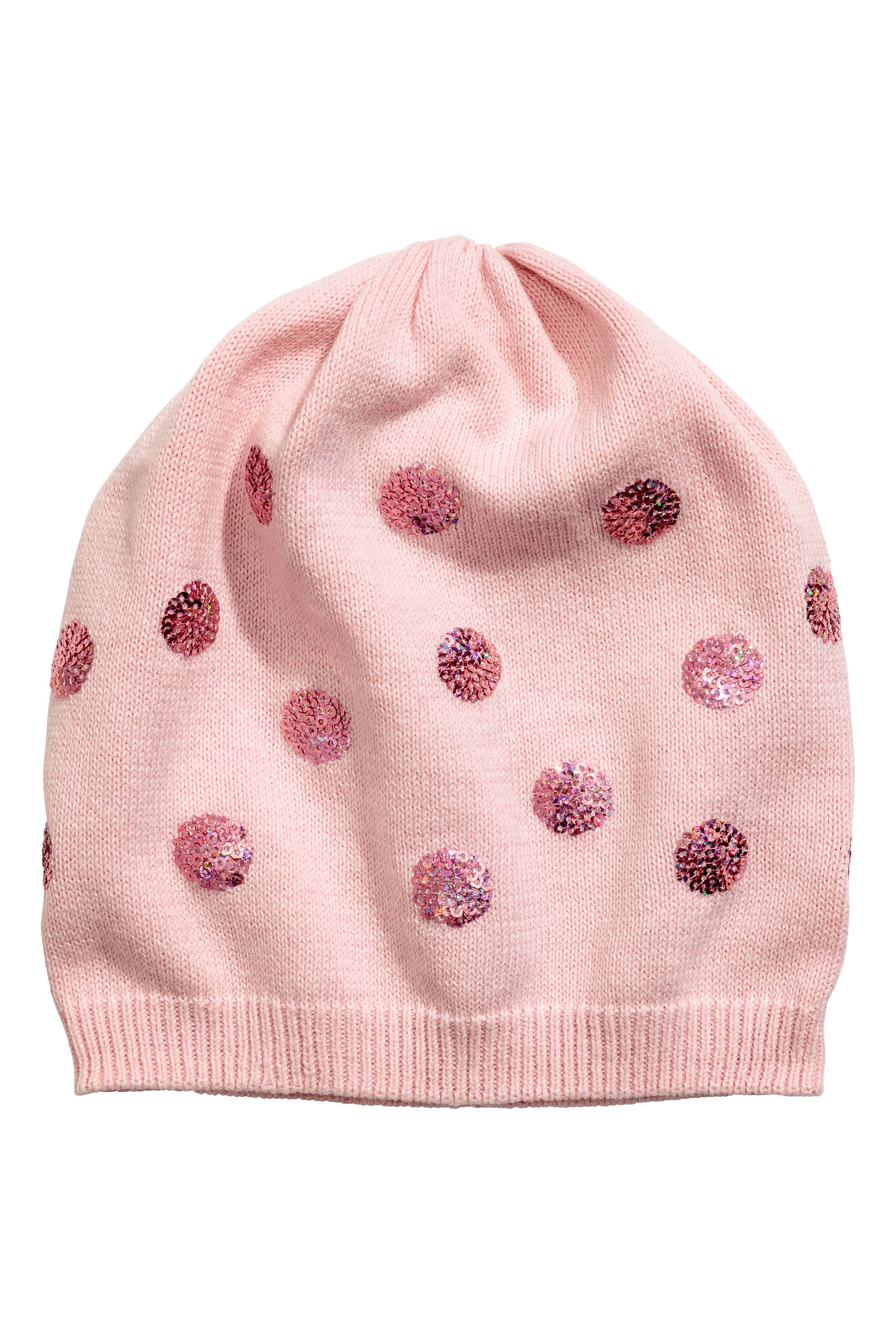 View larger image: Fine-knit hat with sequins - Light pink/Spotted - Kids | H&M GB 1