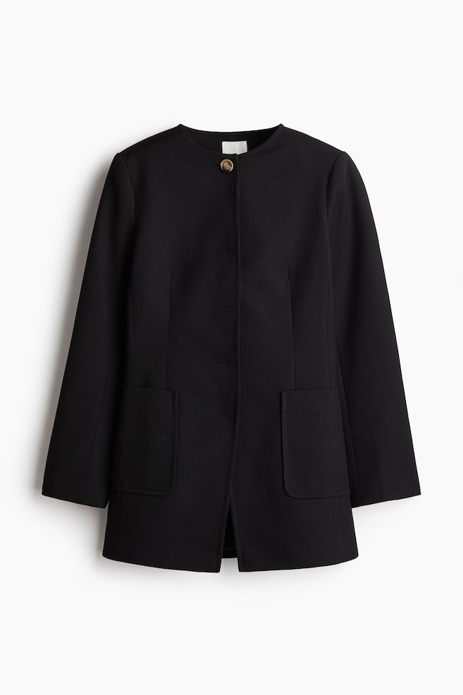 Fitted jacket - Black/Light beige - 1