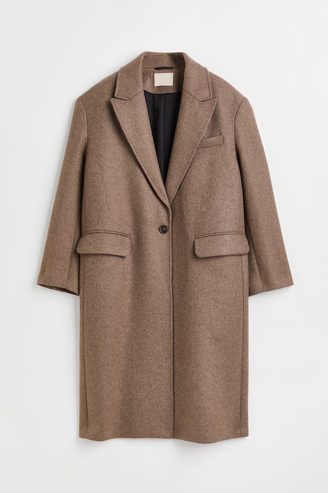 Wool-blend coat - Dark beige - 1