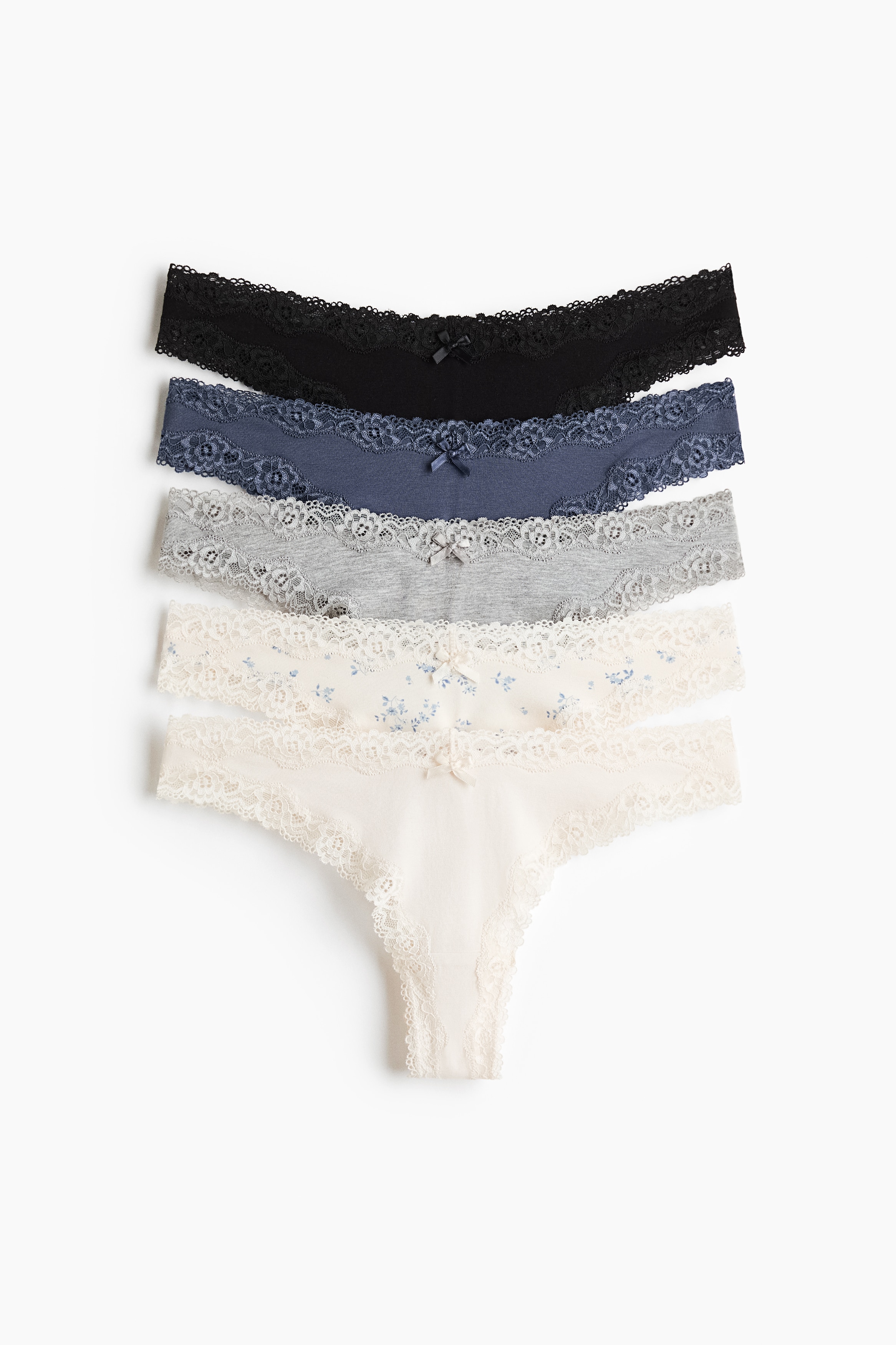 Lot de 5 culottes Brazilian en coton et dentelleModèle