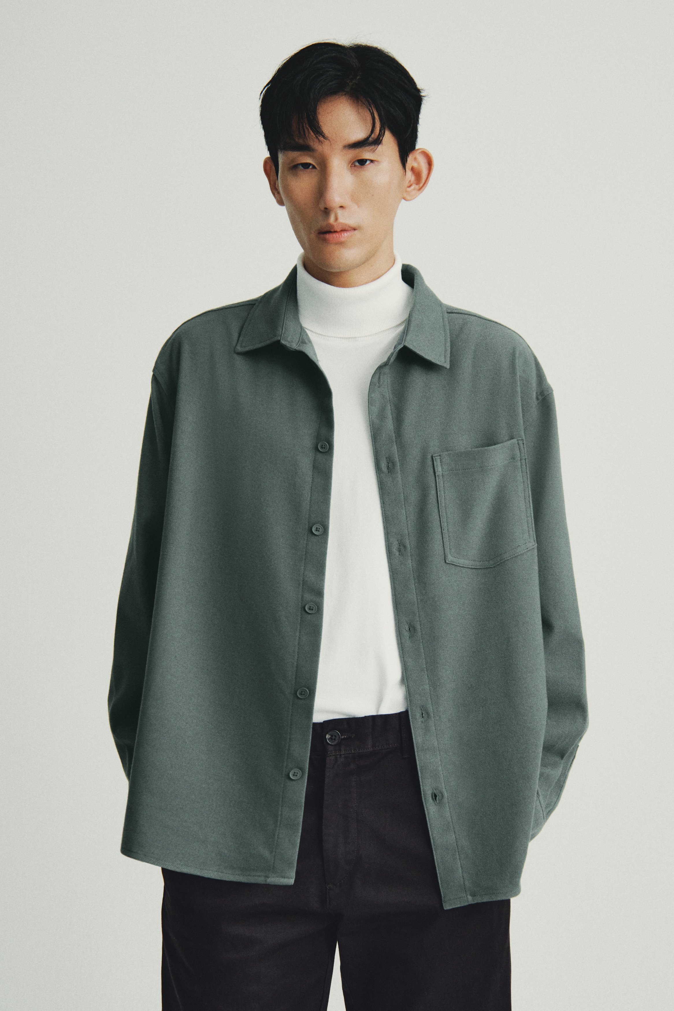 H & M - ルーズフィットオーバーシャツ - グリーン