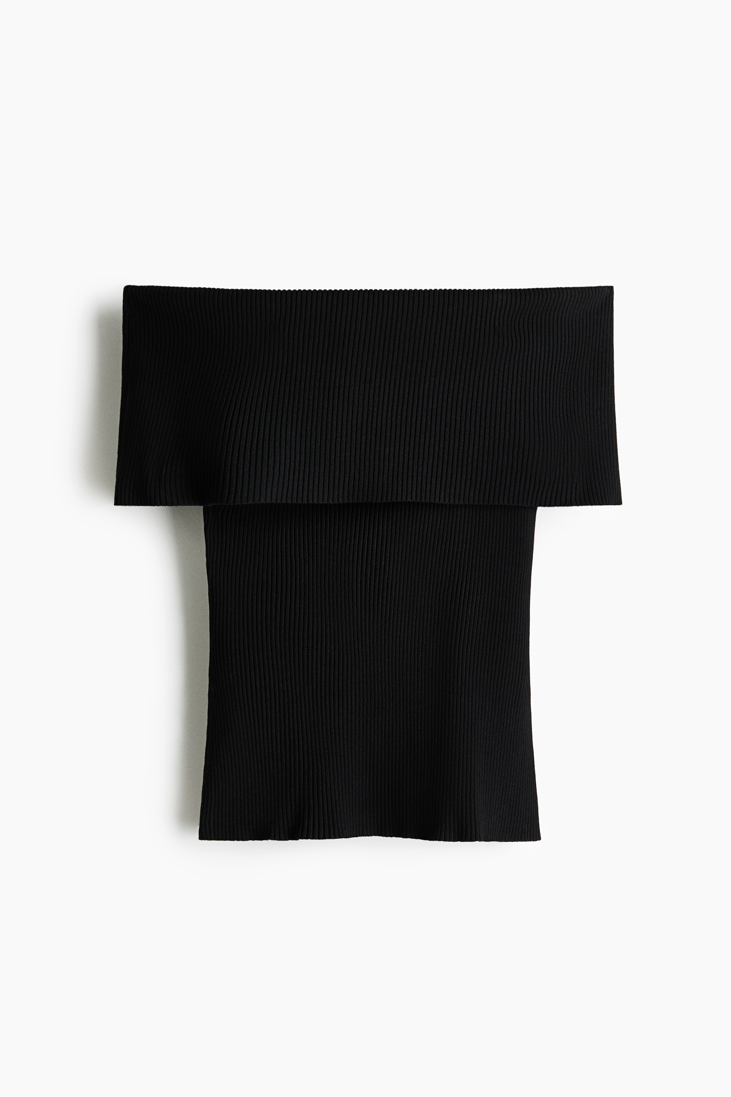Rib-knit off-the-shoulder top - Black/Cream/Golden olive