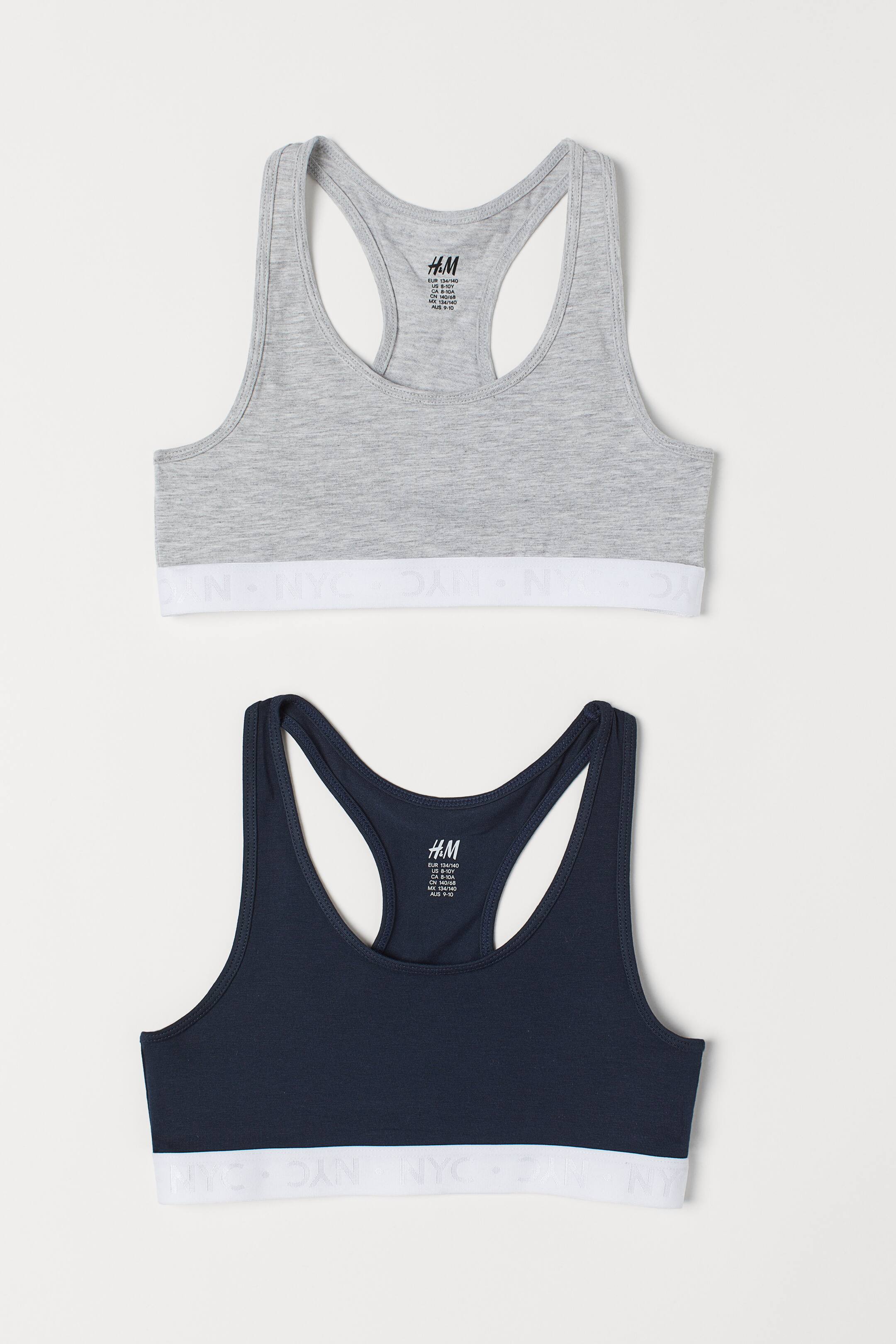 View larger image: 2-pack tops - Dark blue/Grey marl - Kids | H&M 1
