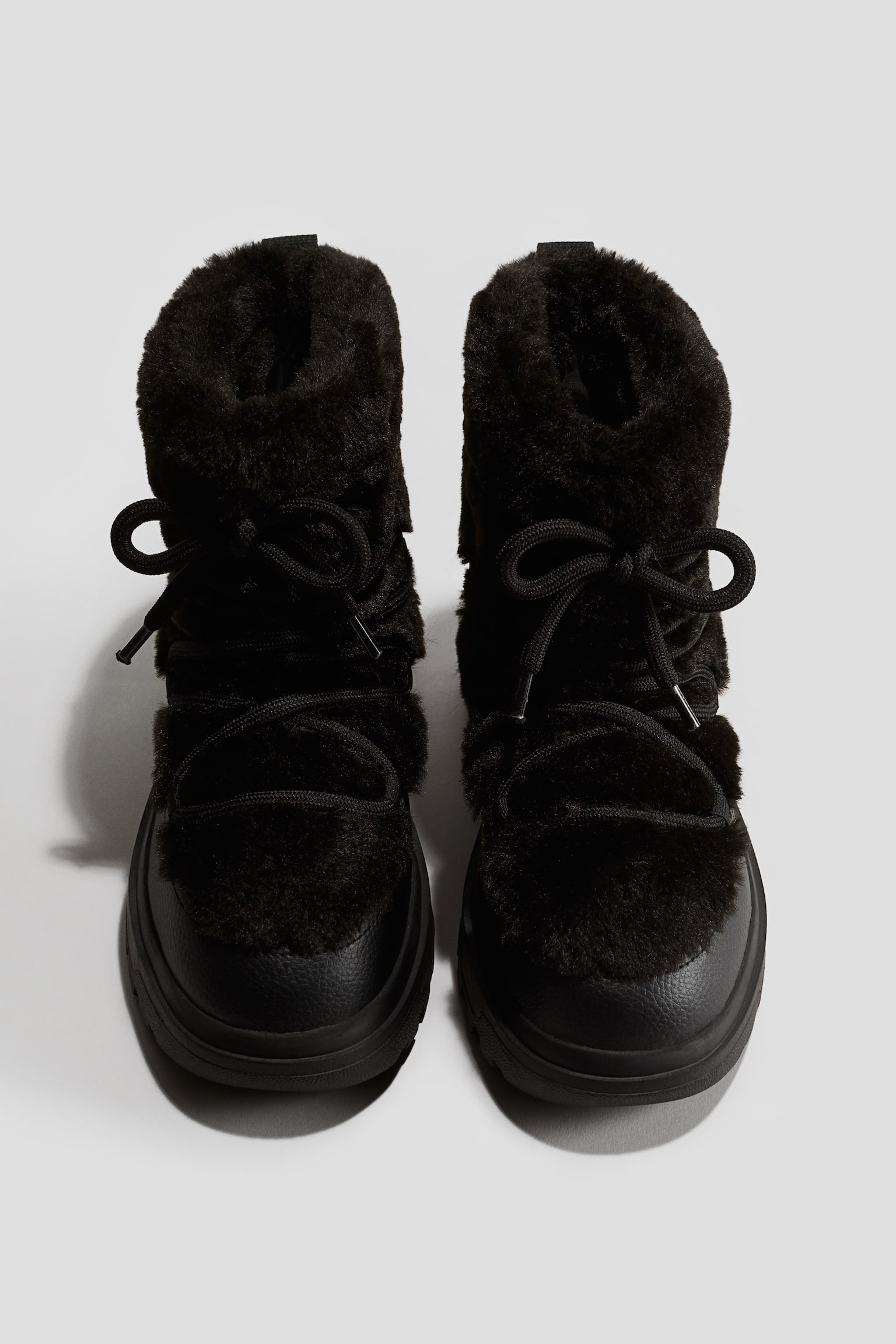 Warm-lined fluffy snow boots - Black/Dark beige - 3