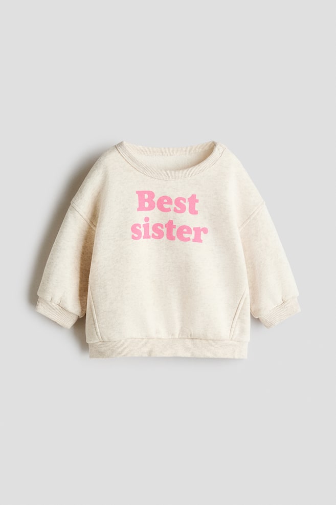 Printed Sweatshirt - Light beige/Best Sister/Light blue/Best Brother - 1