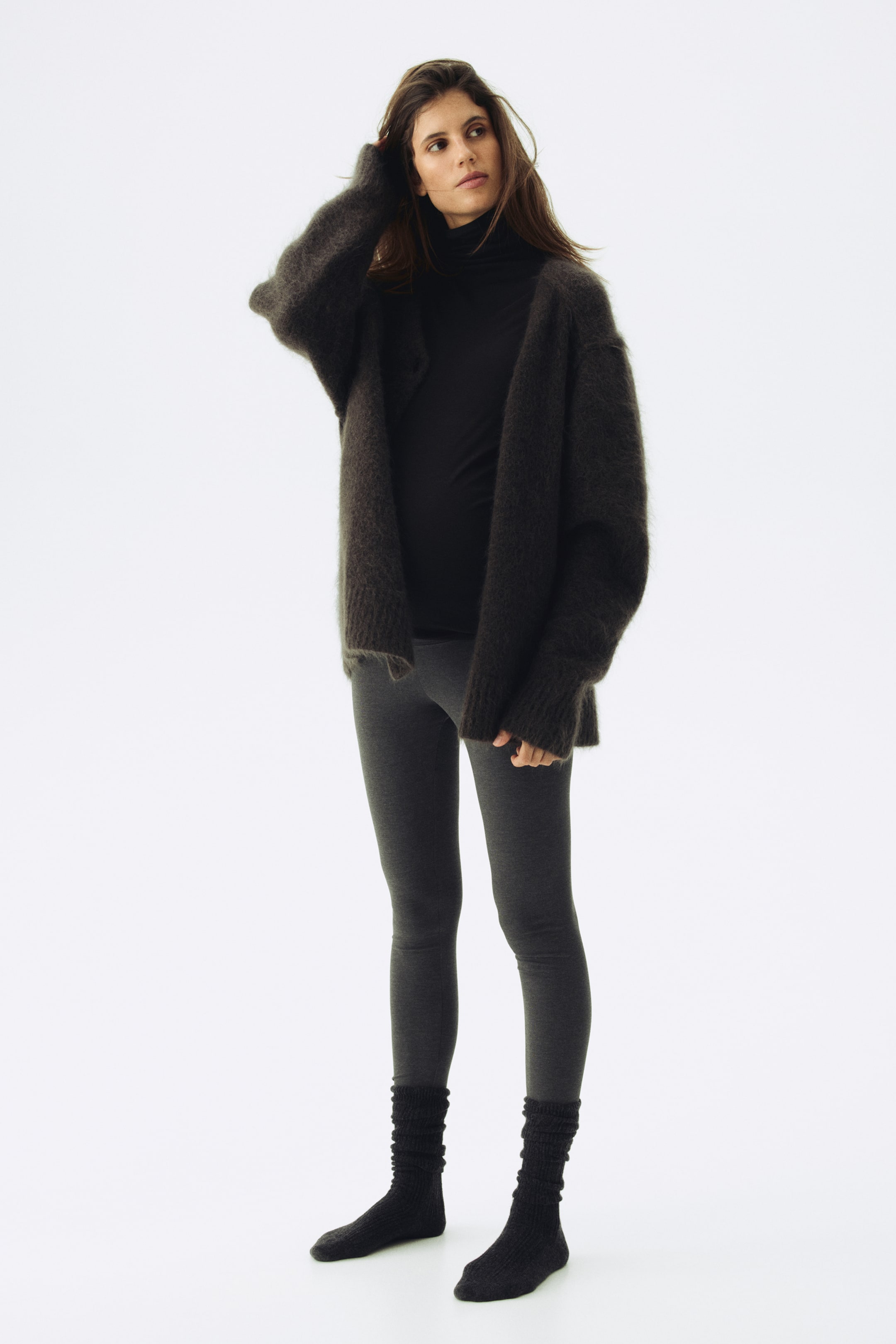 View larger image: MAMA 2-pack jersey leggings - Dark grey/Black - Ladies | H&M SG 1