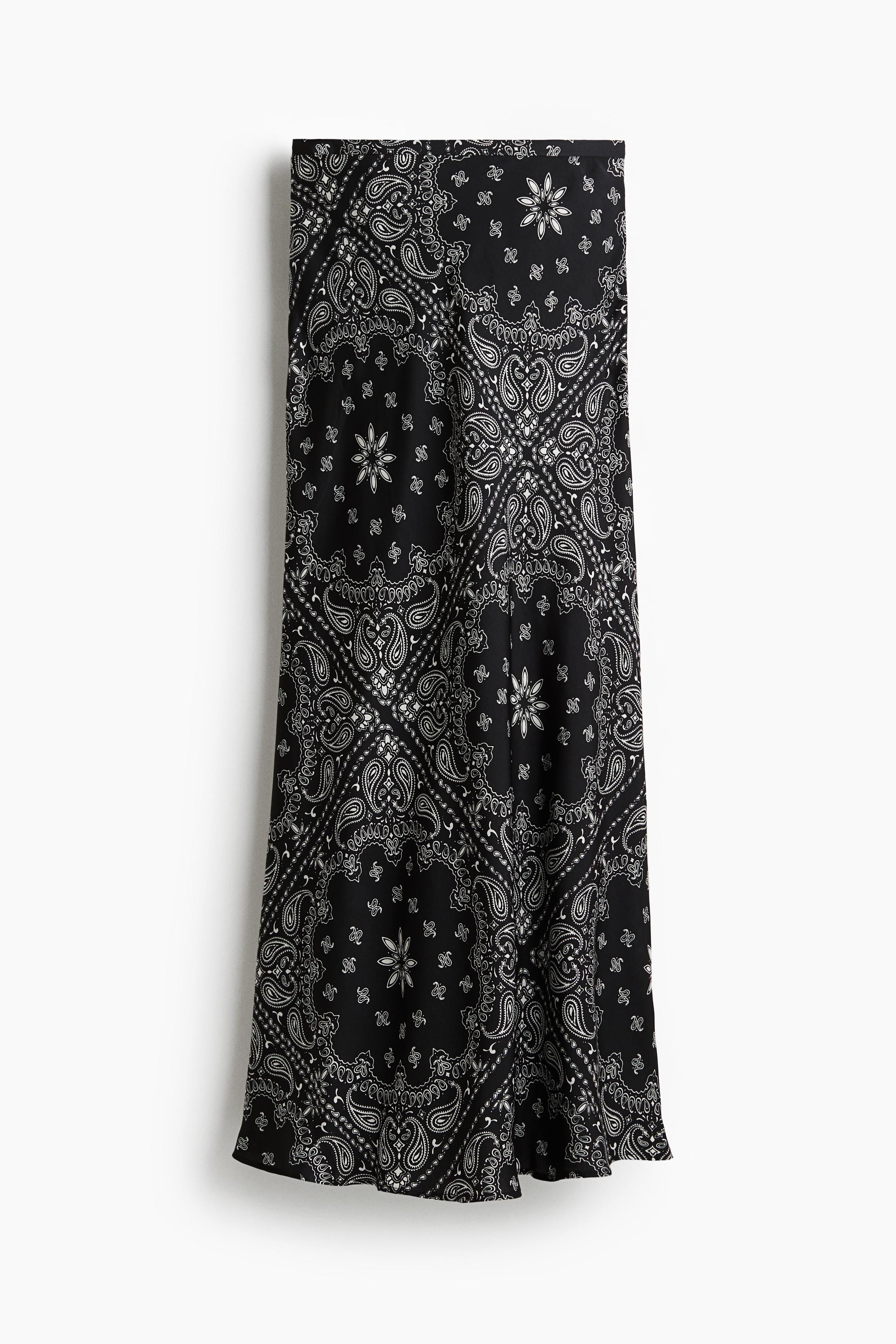 綢緞長裙 - 黑色/佩斯利變形蟲圖騰