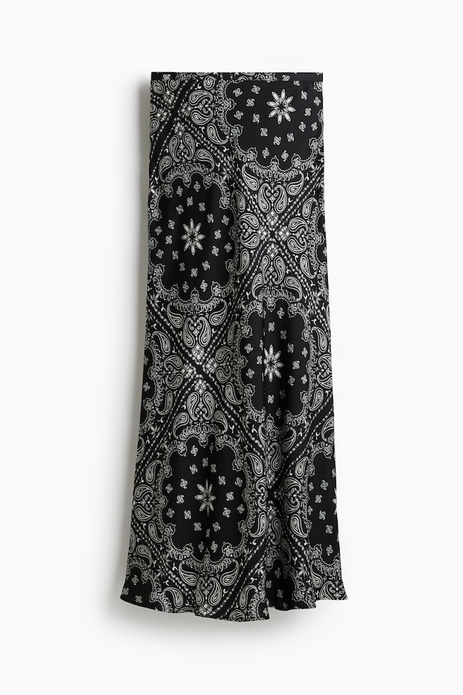 Falda larga de satén - Negro/Estampado paisley - 1