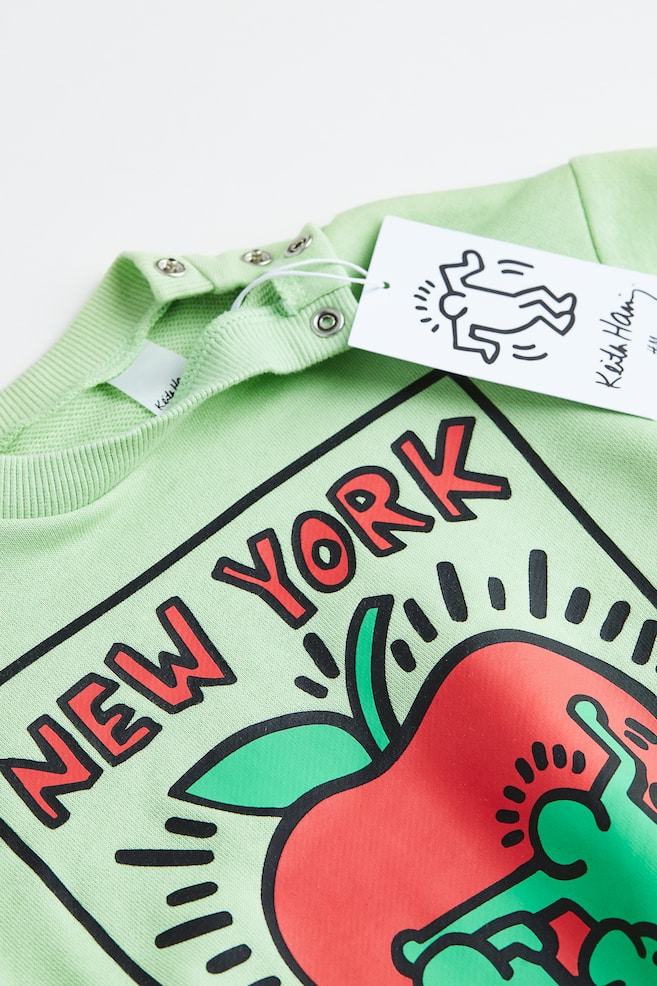 2-delt sweatshirtsæt - Lysegrøn/Keith Haring - 4