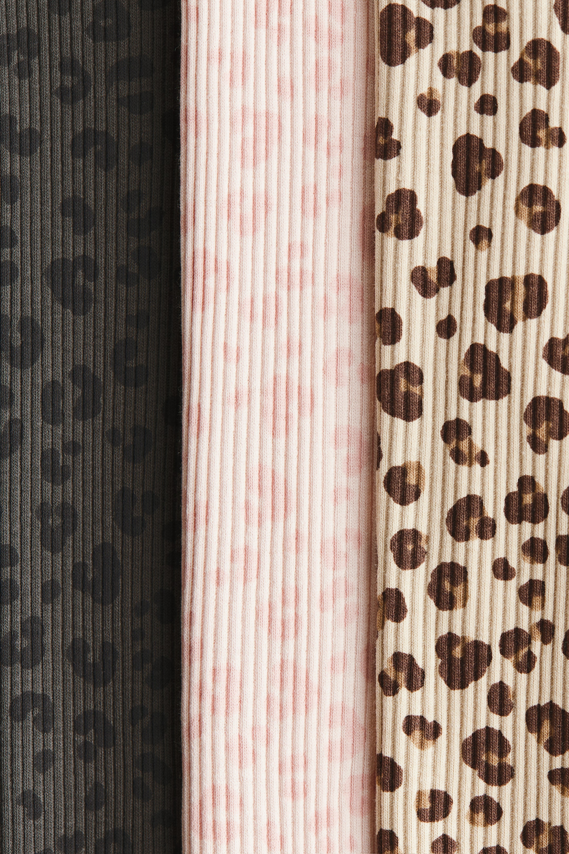 Ingrandisci l'immagine: Leggings in cotone a coste 3 pezzi - Beige/leopardato - BAMBINO | H&M CH 2