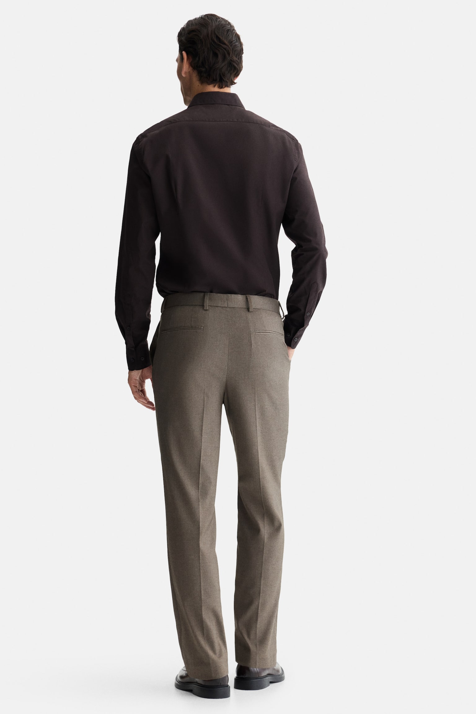 חולצה לגיהוץ קל Slim Fit - חום כהה/לבן/שחור/בז' בהיר/כחול נייבי/תכלת/תכלת/תכלת/פסים - 5